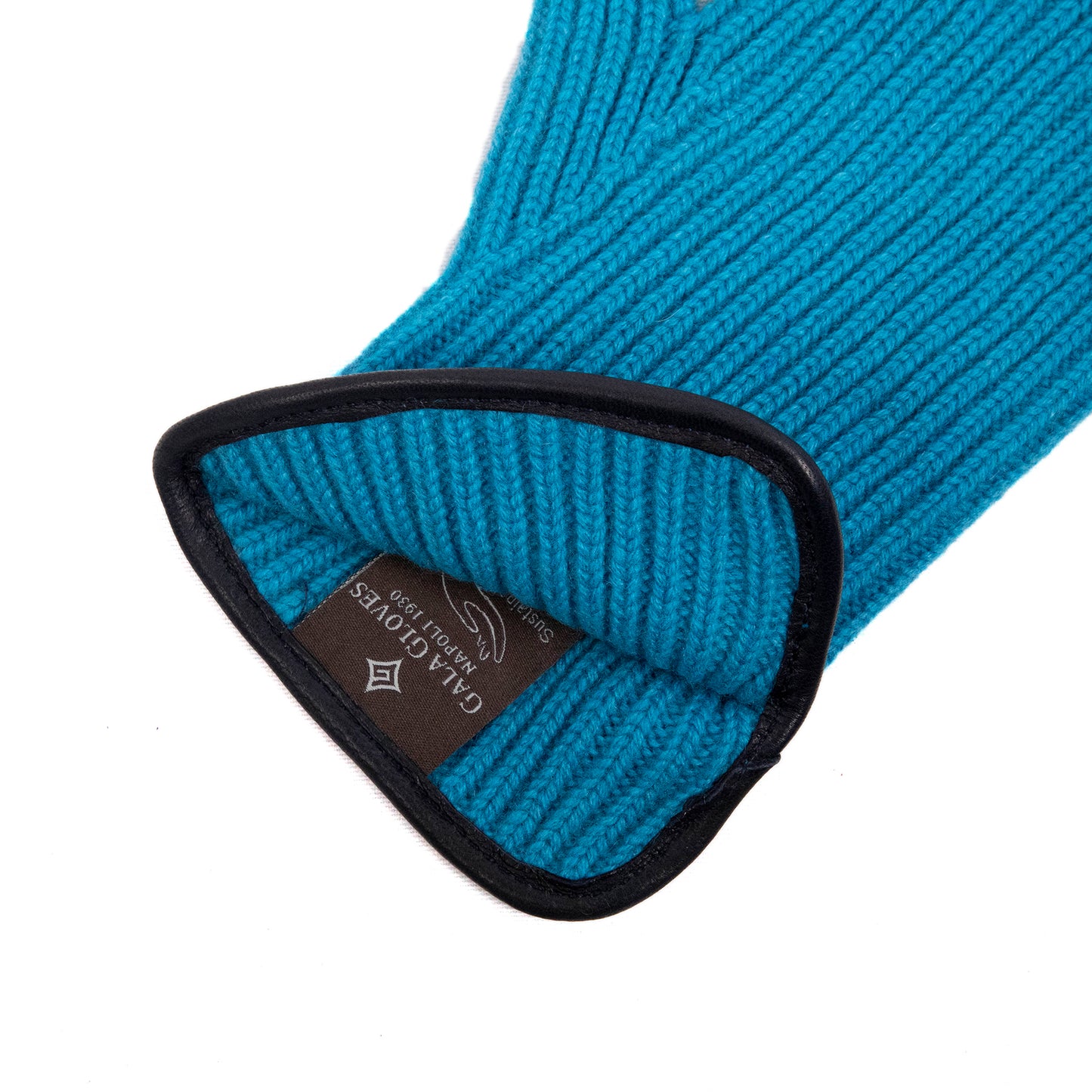 Men's natural cashmere gloves with side opening and chrome-free leather piping
