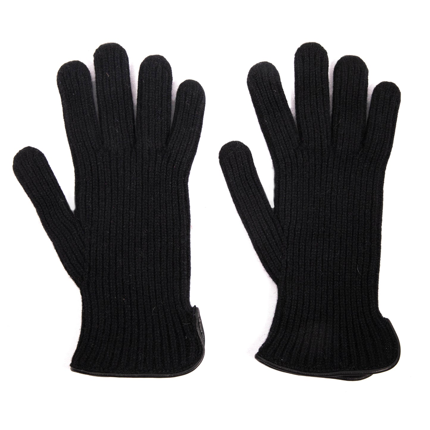 Men's natural cashmere gloves with side opening and chrome-free leather piping