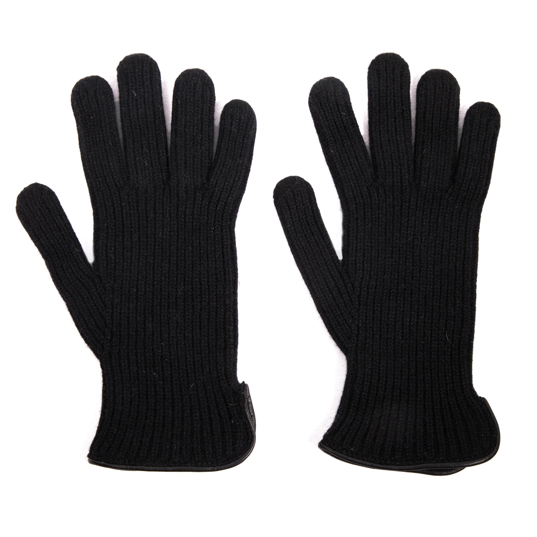 Men's natural cashmere gloves with side opening and chrome-free leather piping