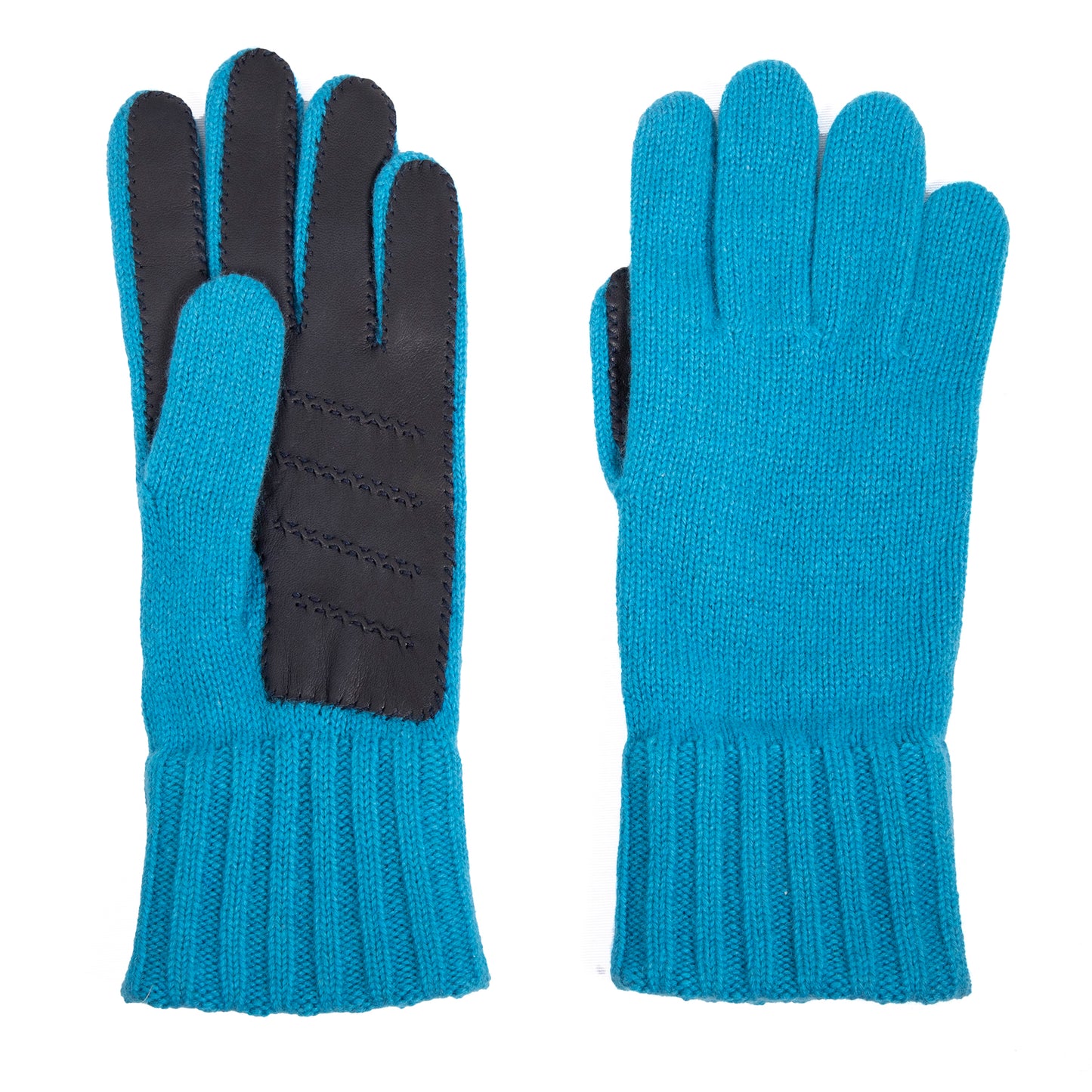Men's natural pink cashmere gloves with side opening and chrome-free leather piping