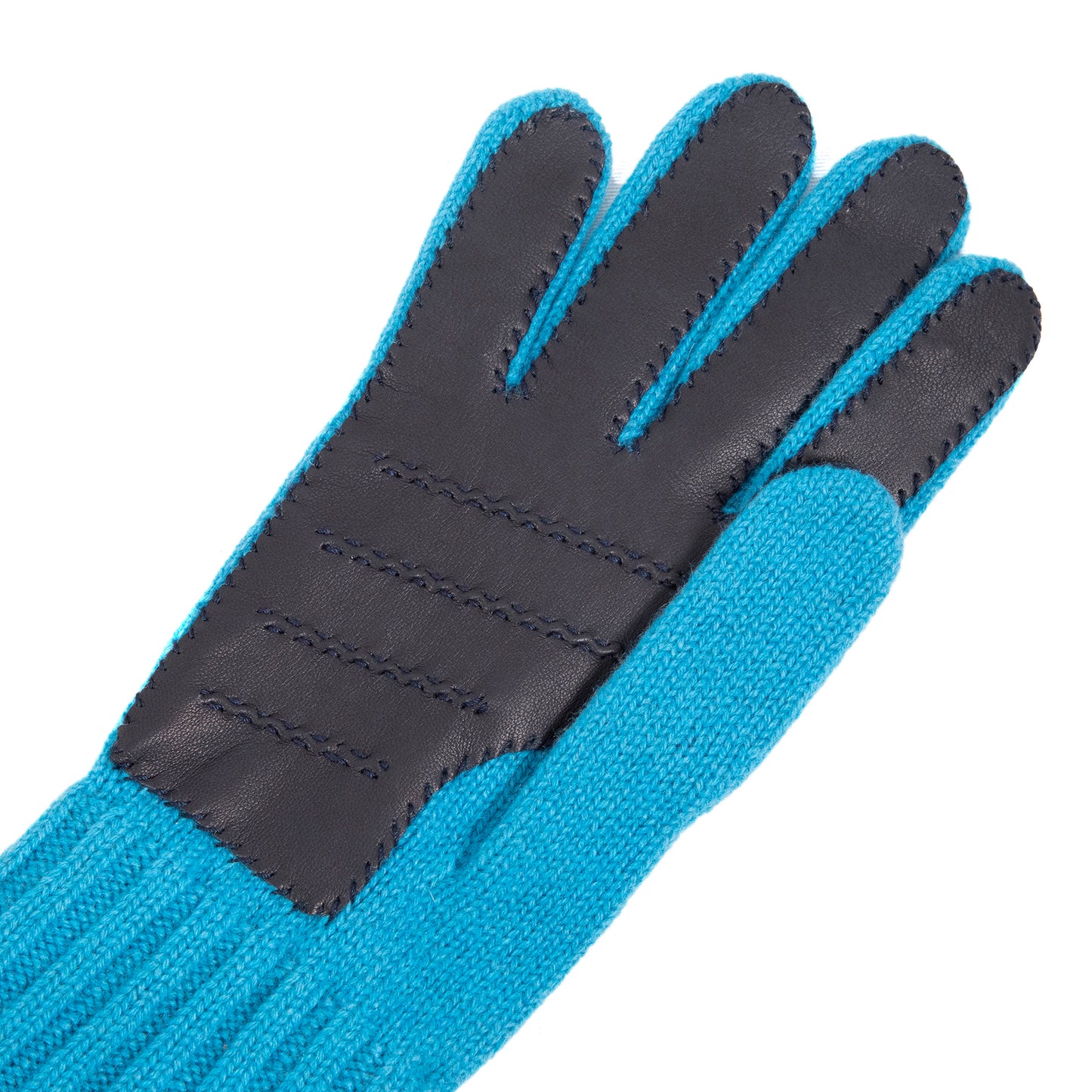 Men's natural pink cashmere gloves with side opening and chrome-free leather piping