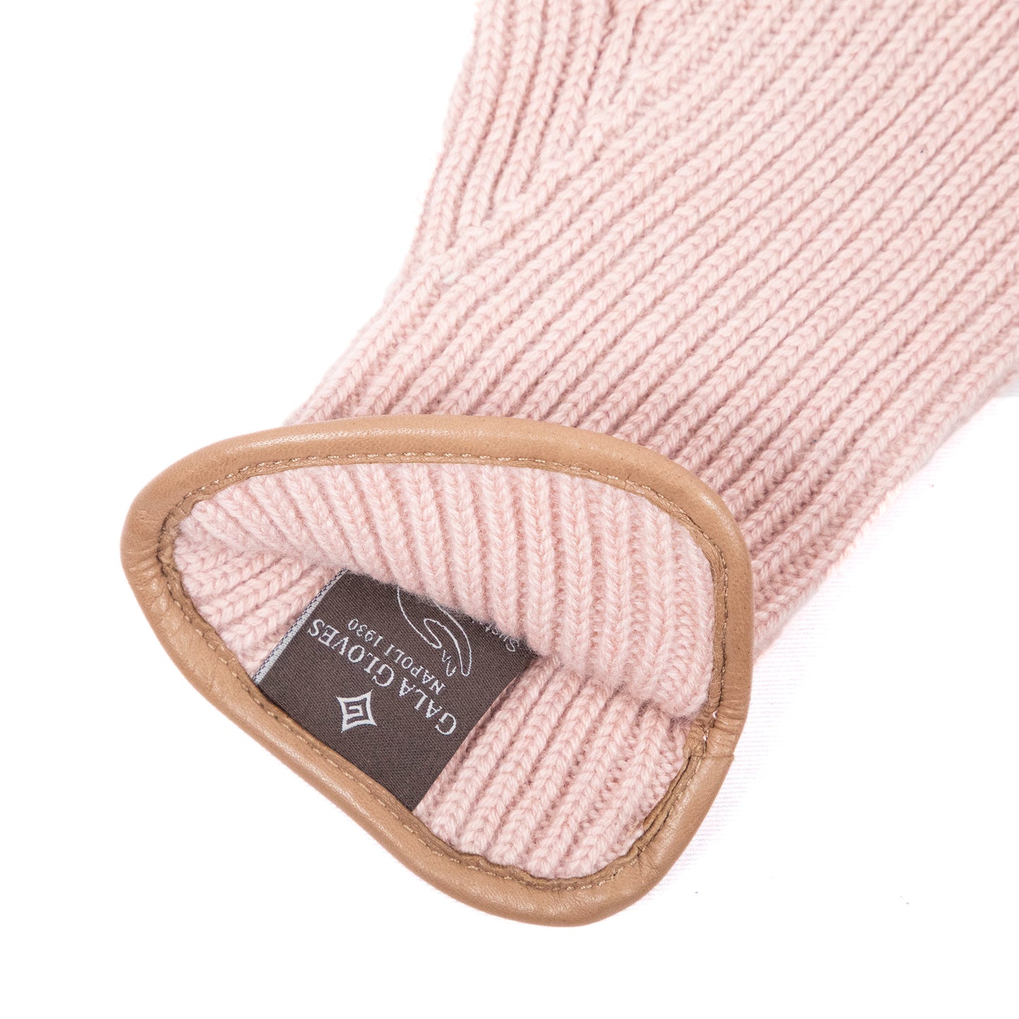 Men's natural cashmere gloves with side opening and chrome-free leather piping