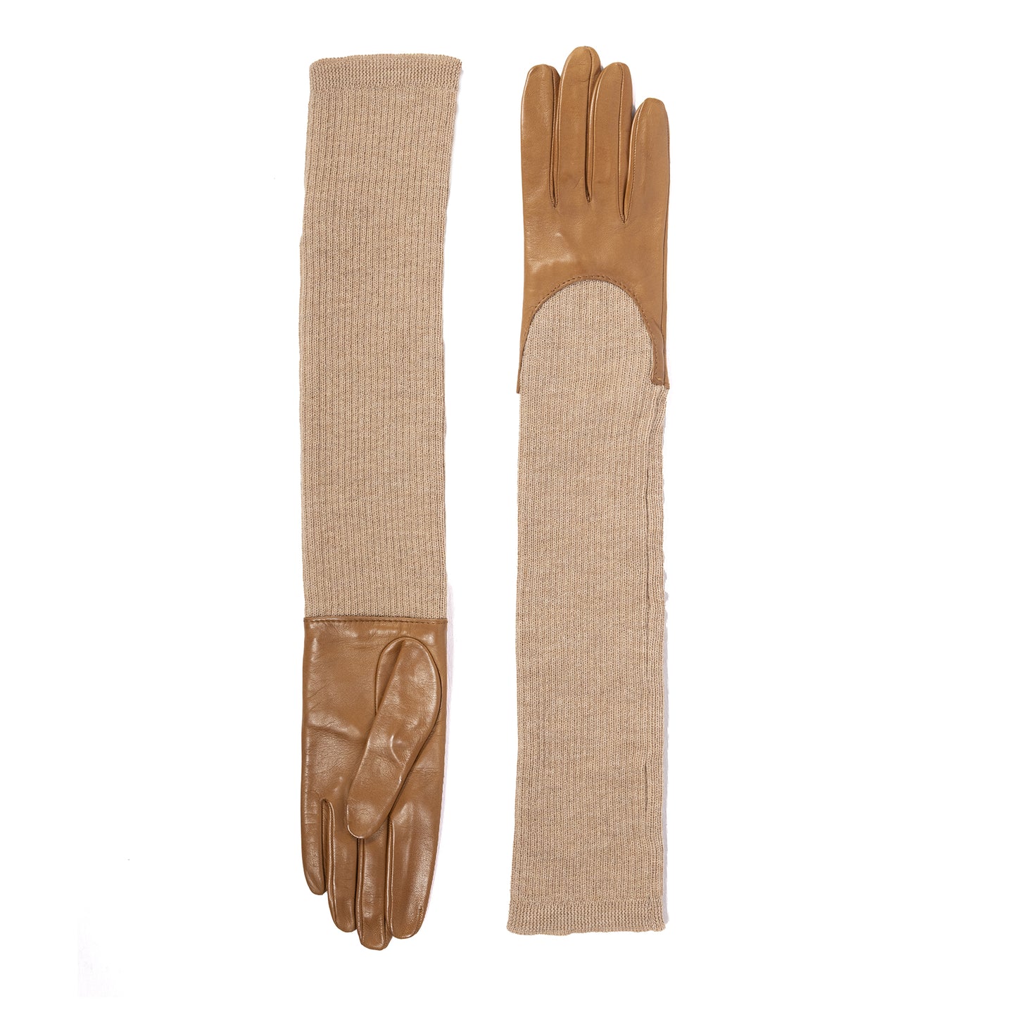 Ladies' long leather-wool sleeve gloves- autumn must -have