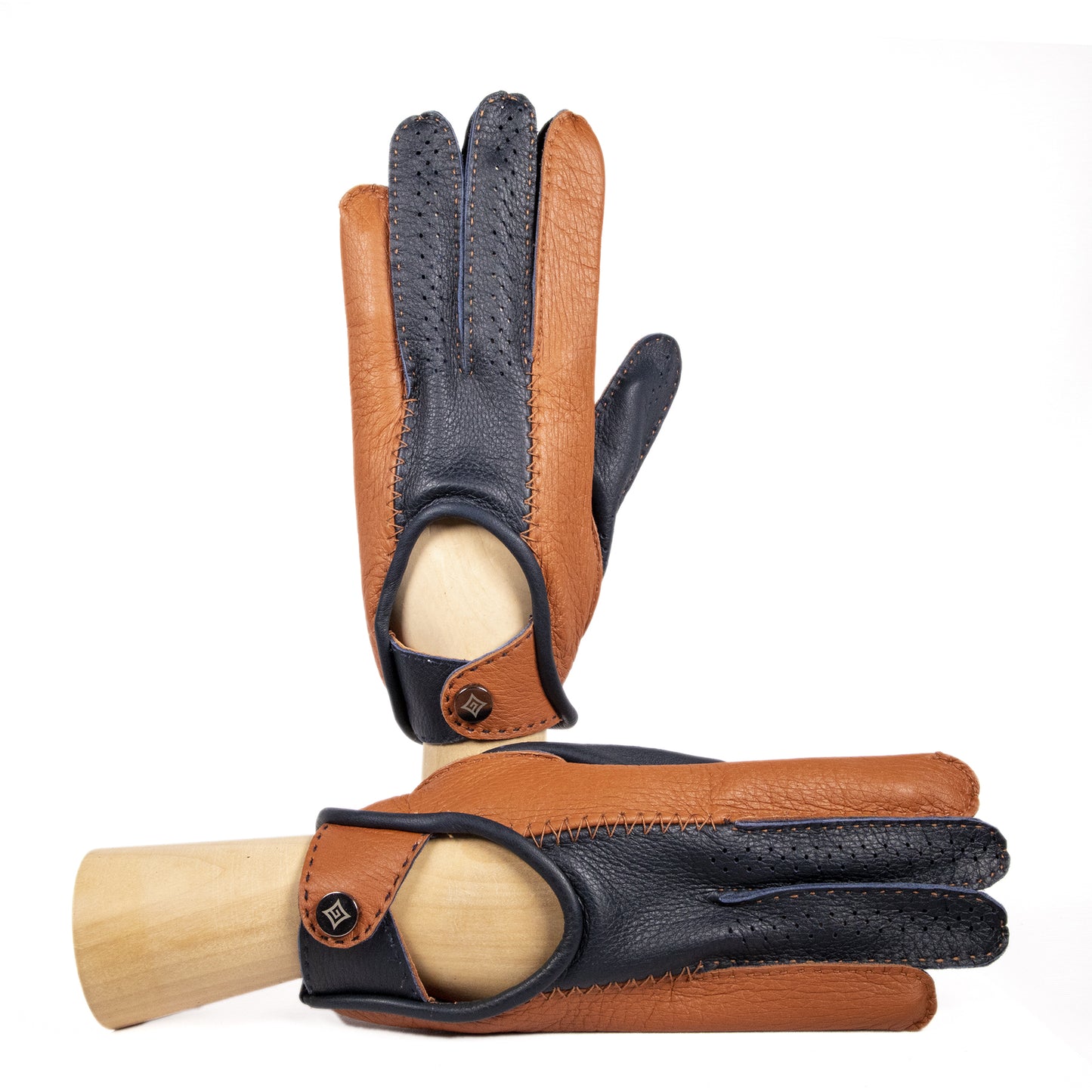 Men's driving deerskin bicolor gloves without side stitching unlined