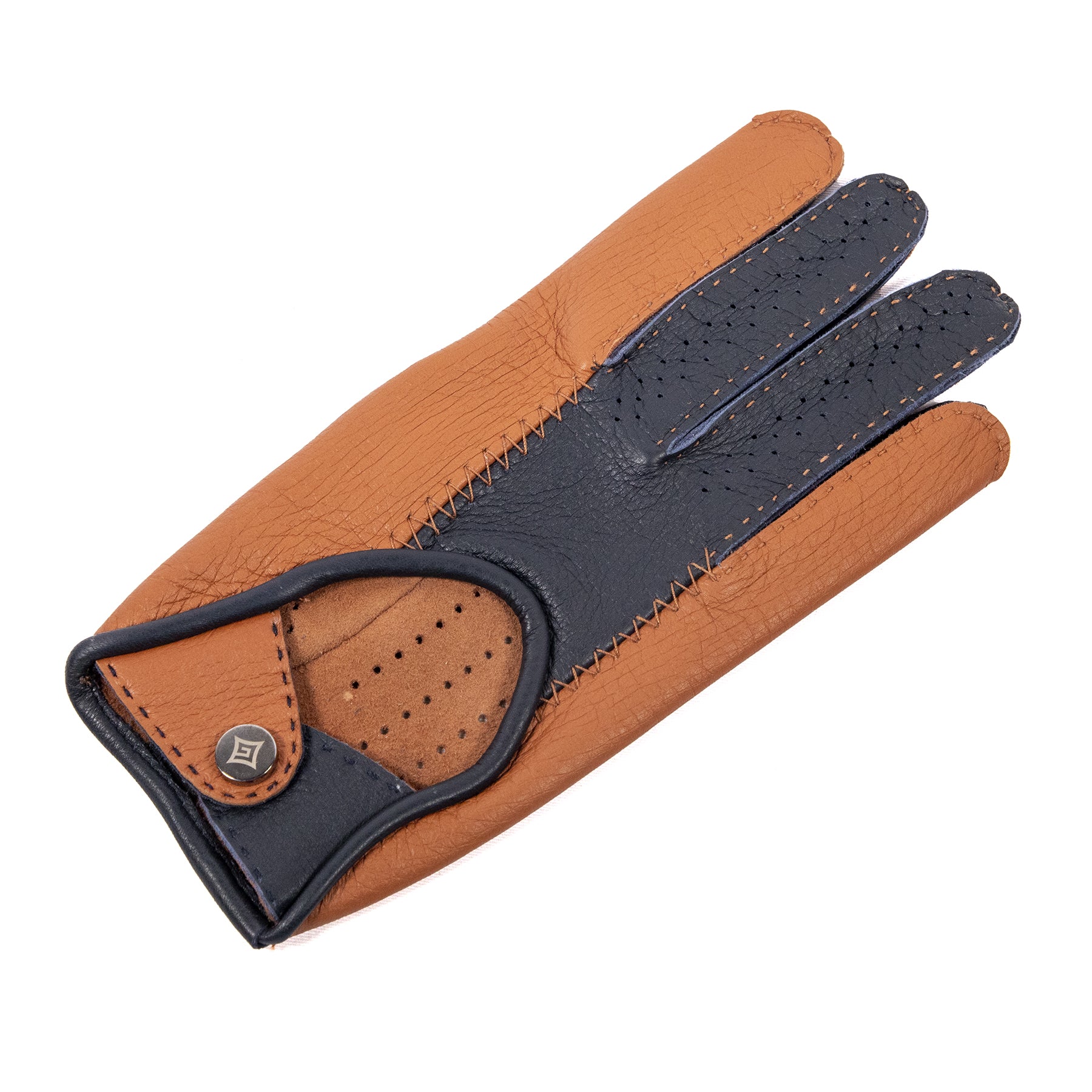 Men's driving deerskin bicolor gloves without side stitching unlined