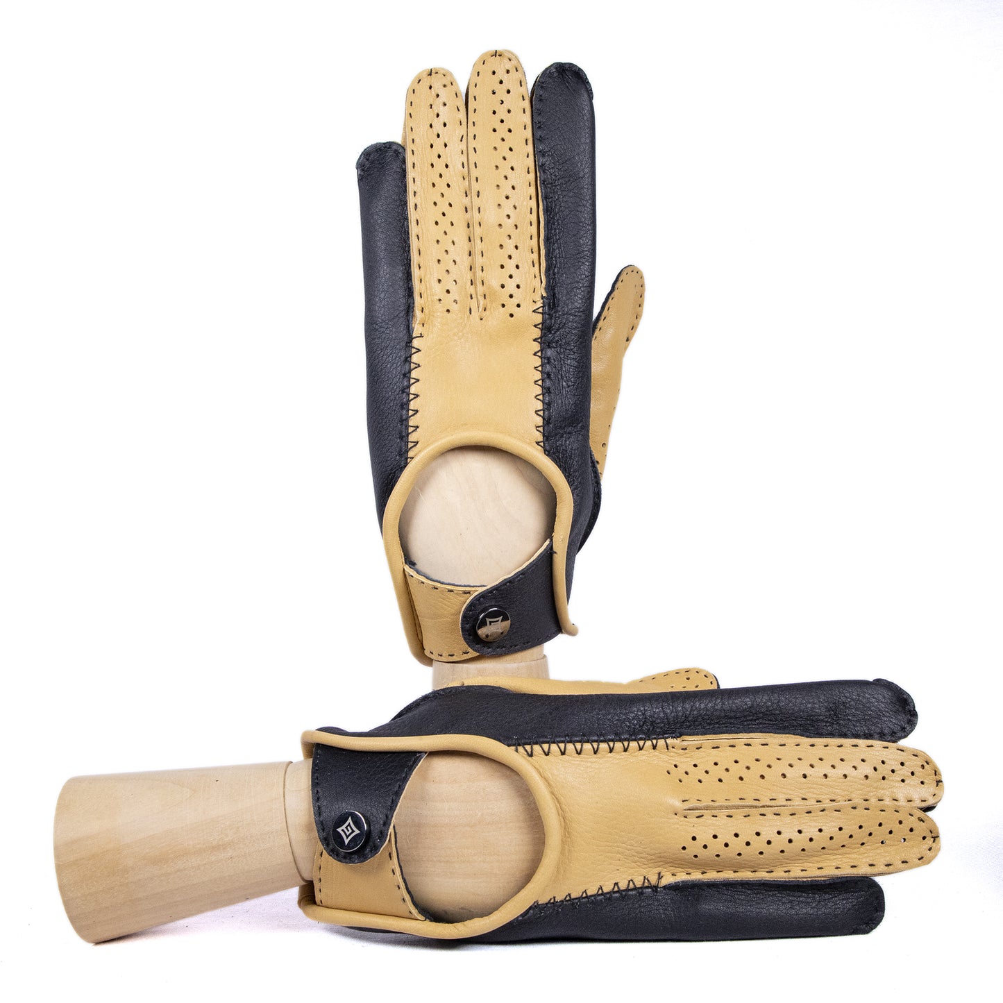 Men's driving deerskin bicolor gloves without side stitching unlined