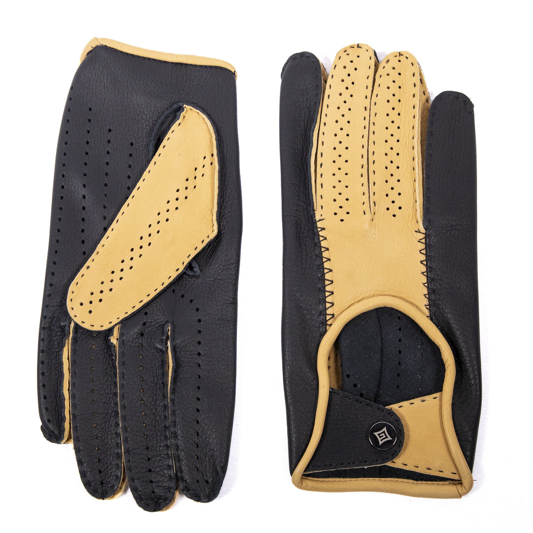 Men's driving deerskin bicolor gloves without side stitching unlined