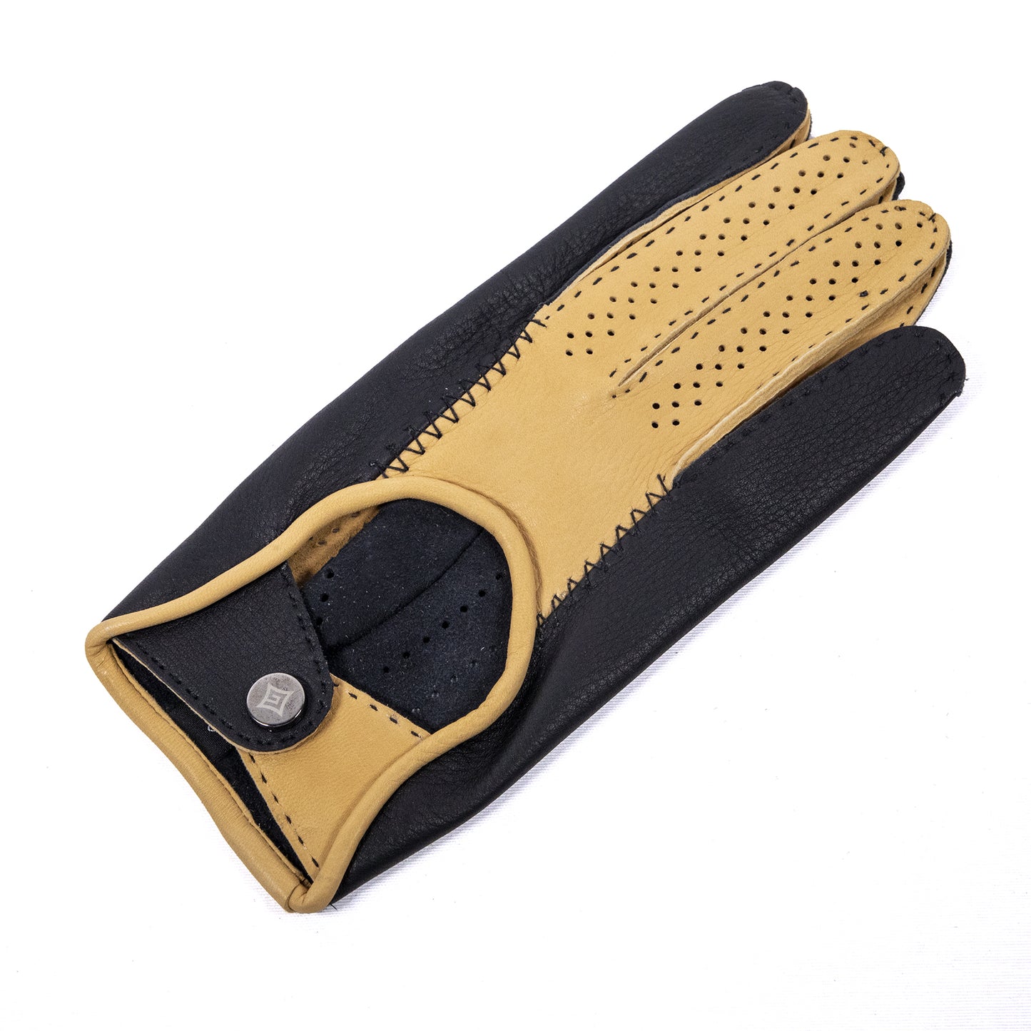 Men's driving deerskin bicolor gloves without side stitching unlined