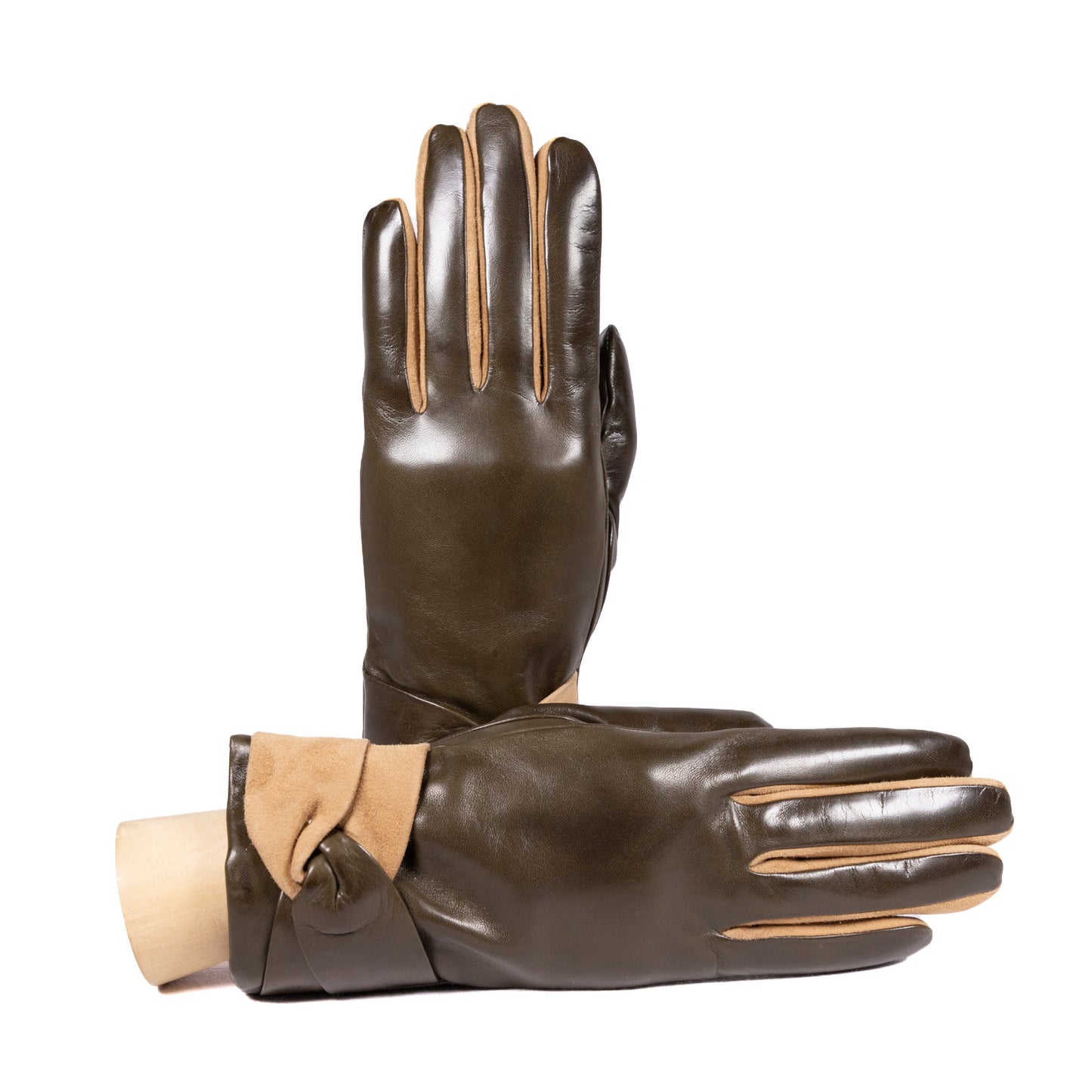Guanti da donna in nappa e suede con fodera in cashmere