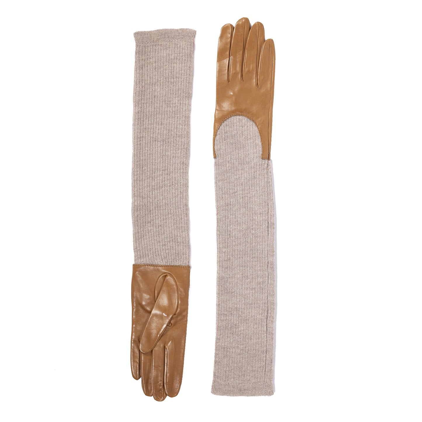 Ladies' long leather-wool sleeve gloves- autumn must -have