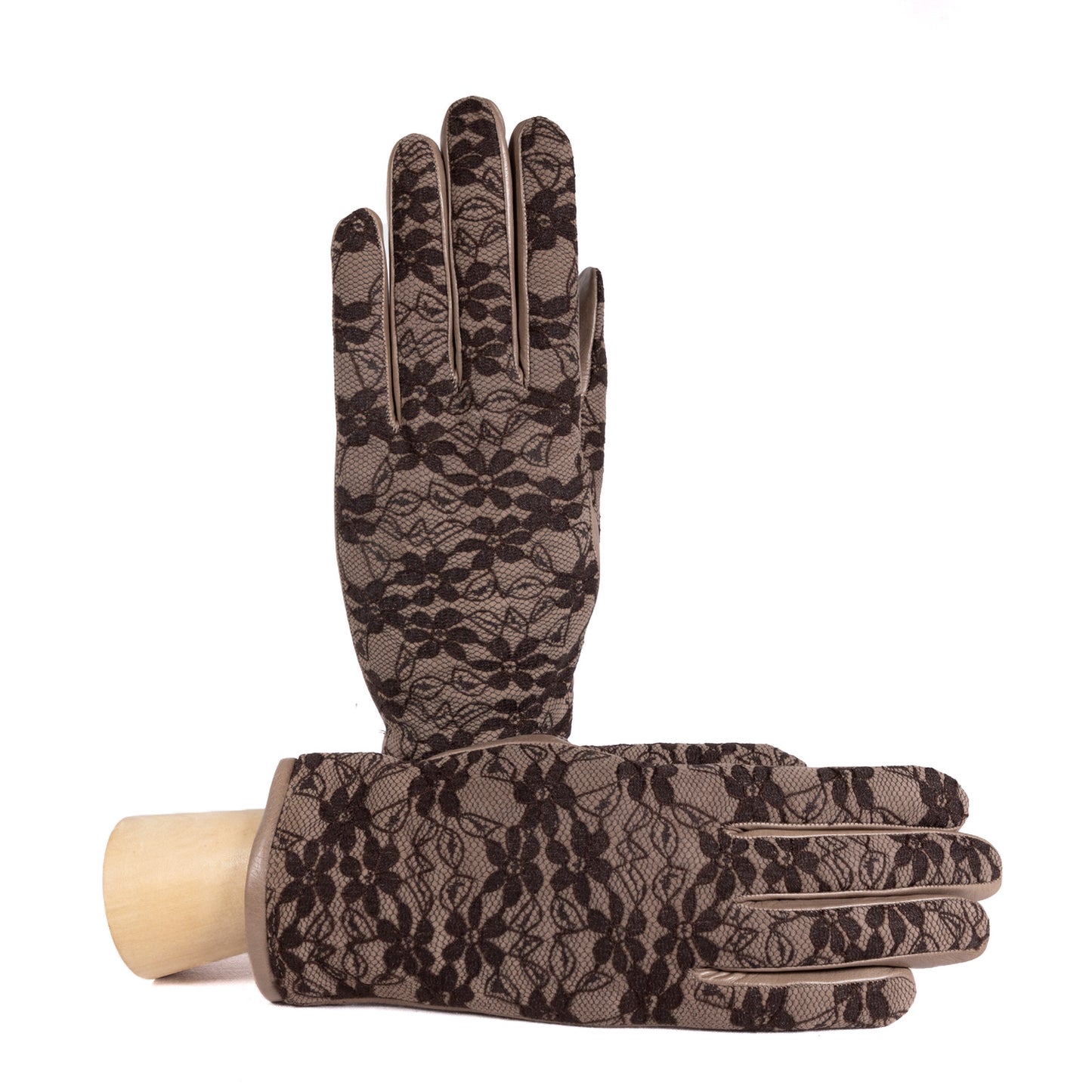 Guanti da donna in nappa con elegante dettaglio in pizzo sul dorso, fodera in cashmere