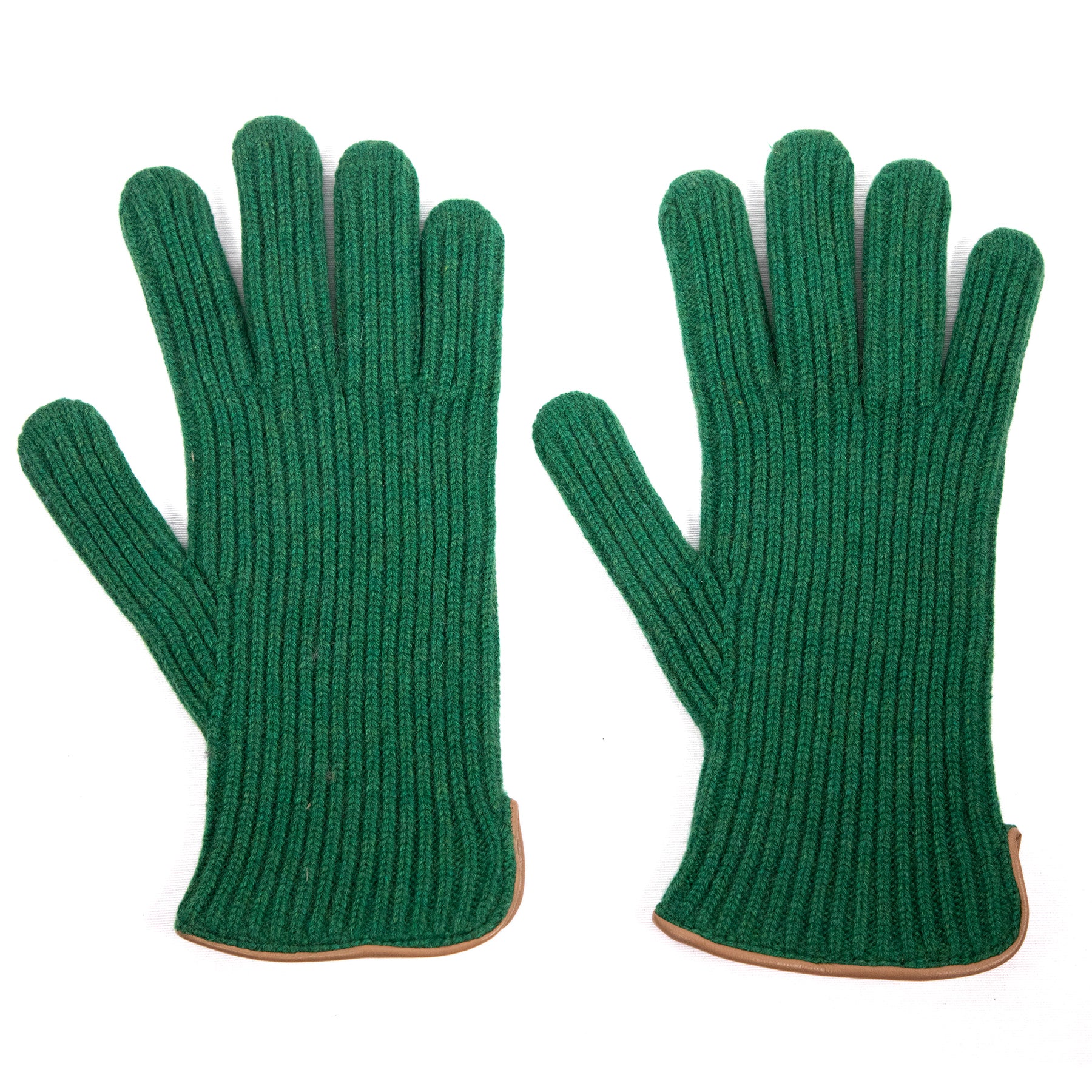 Men's natural cashmere gloves with side opening and chrome-free leather piping