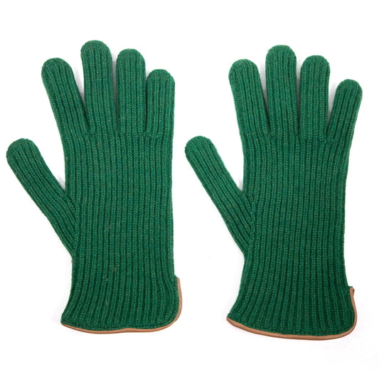 Men's natural cashmere gloves with side opening and chrome-free leather piping