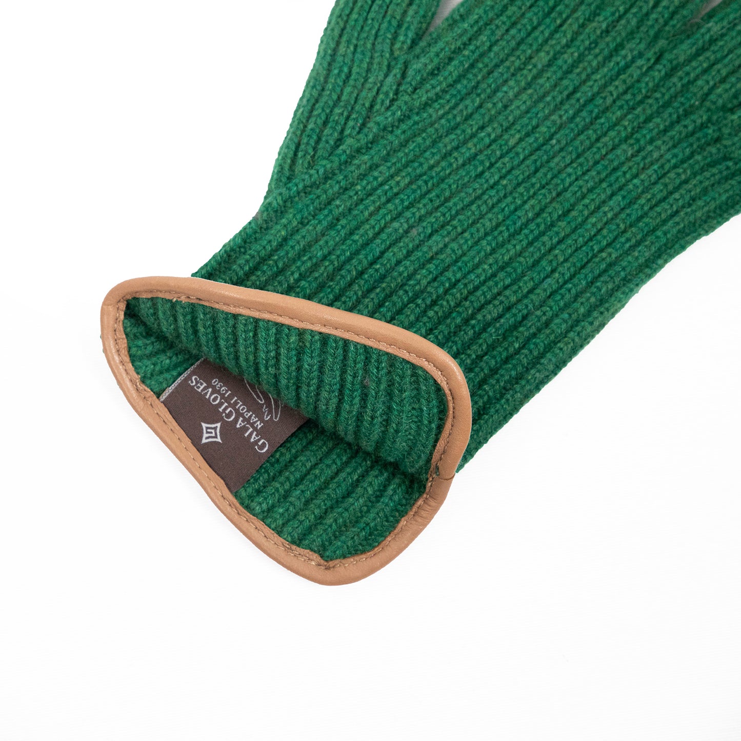 Men's natural cashmere gloves with side opening and chrome-free leather piping