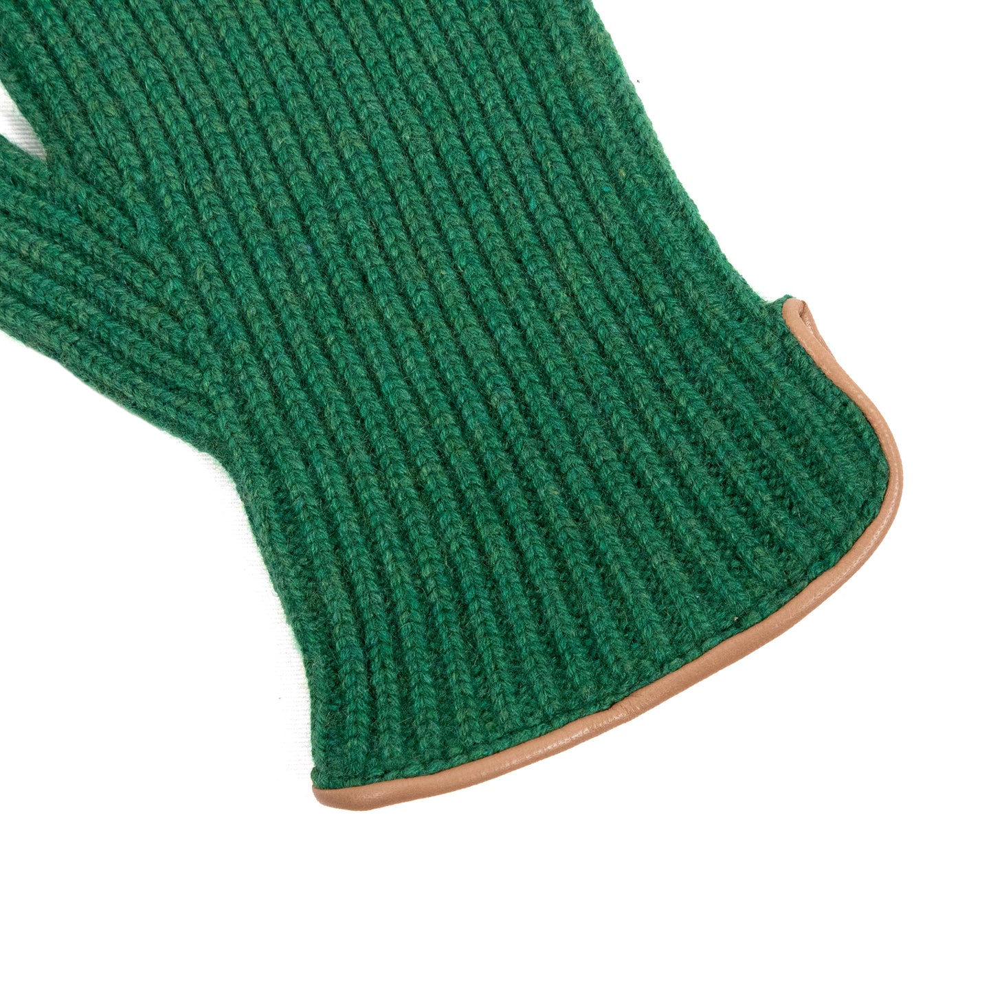 Men's natural cashmere gloves with side opening and chrome-free leather piping