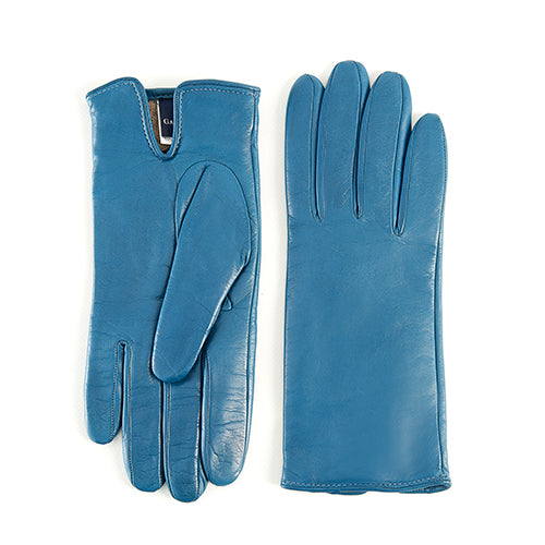 Women’s basic petrol soft nappa leather gloves with palm opening and cashmere lining
