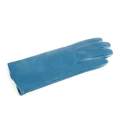 Women’s basic petrol soft nappa leather gloves with palm opening and cashmere lining