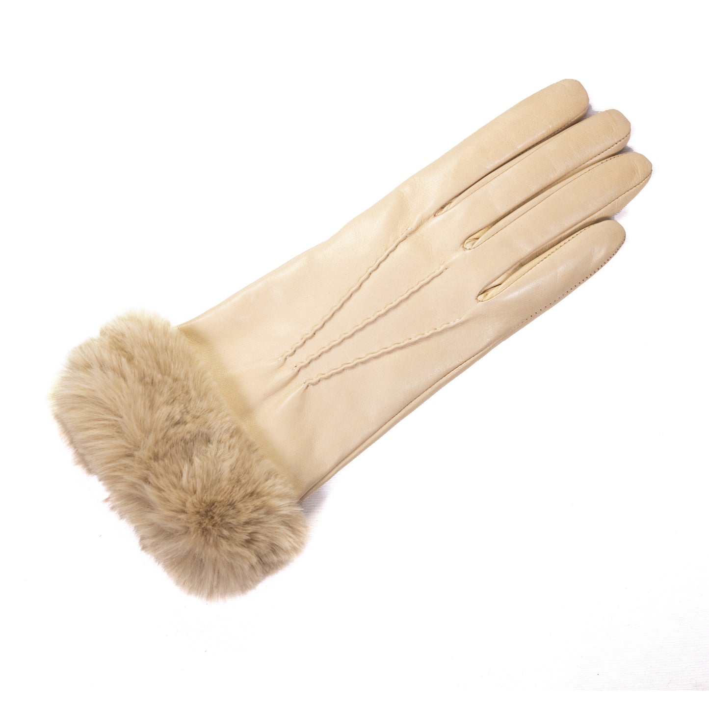 Ladies' nappa leather gloves with faux fur cuff, cashmere blend lining