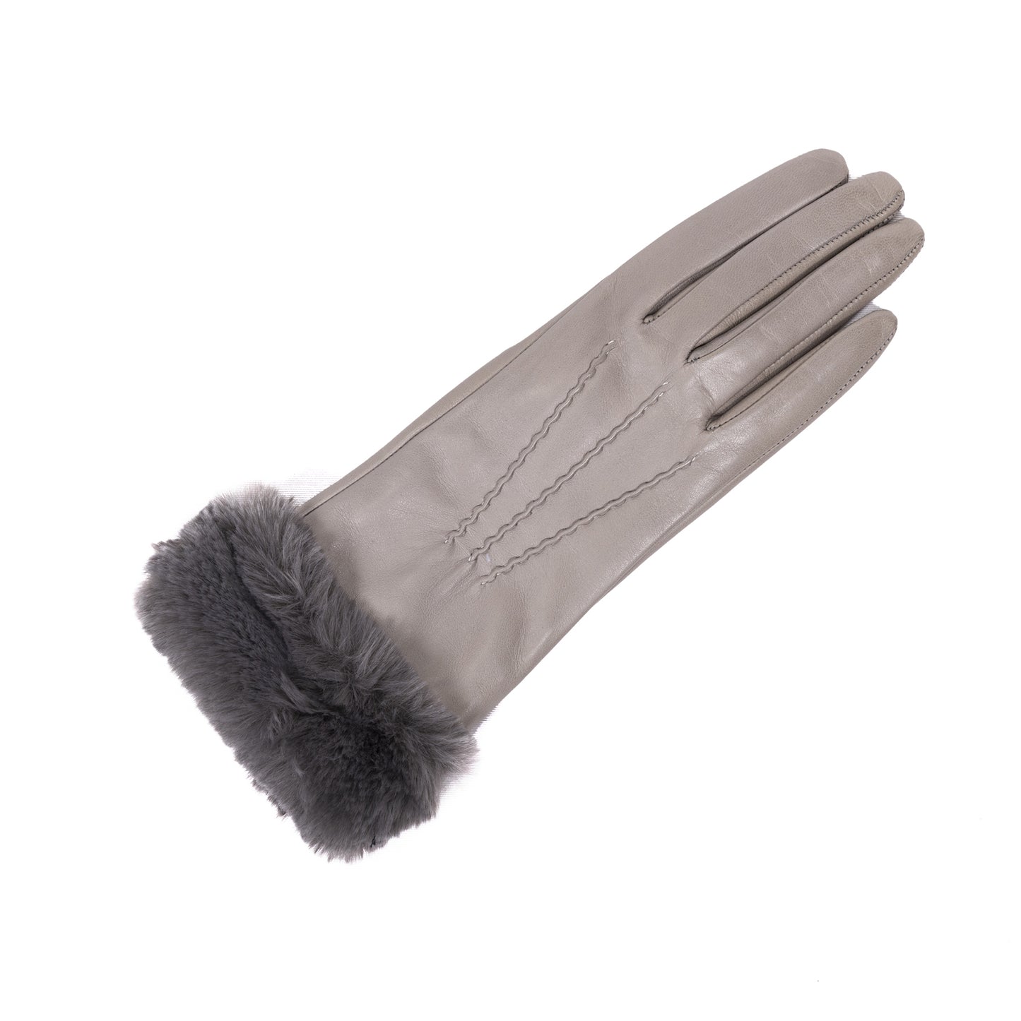 Ladies' nappa leather gloves with faux fur cuff, cashmere blend lining