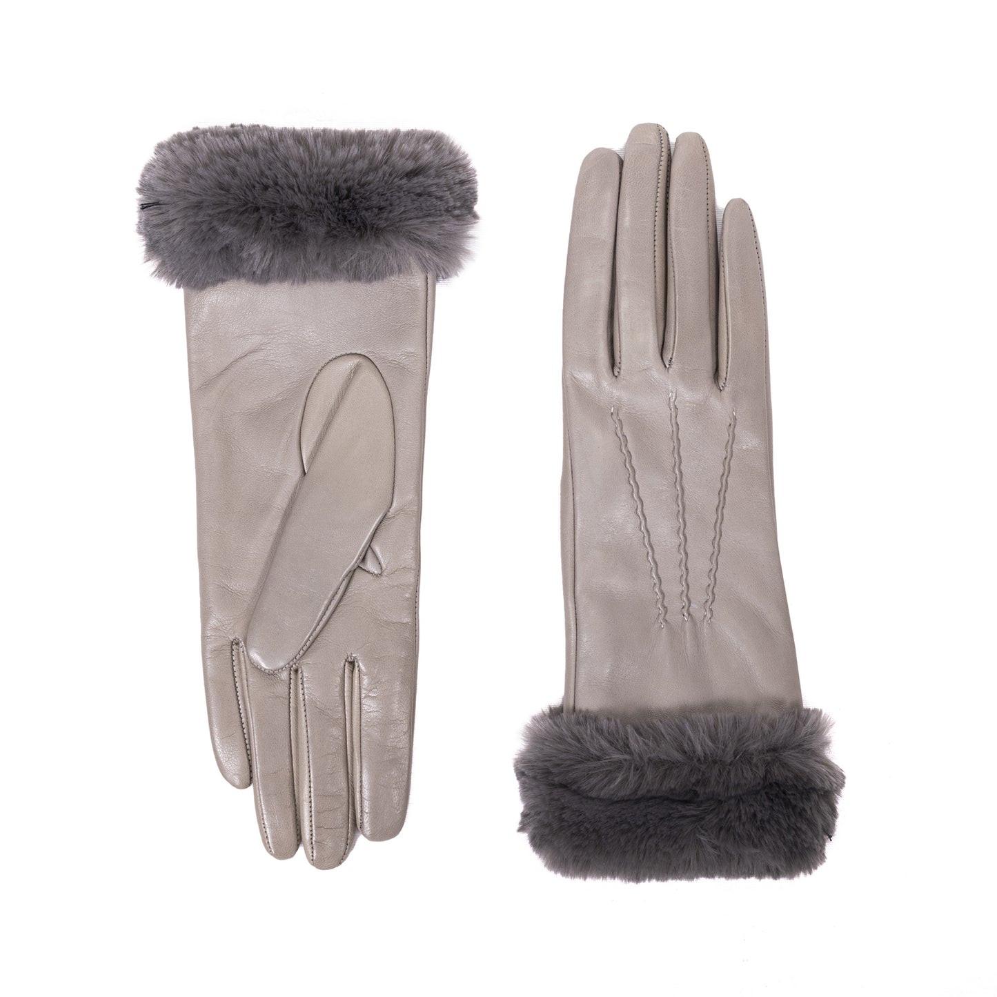 Ladies' nappa leather gloves with faux fur cuff, cashmere blend lining