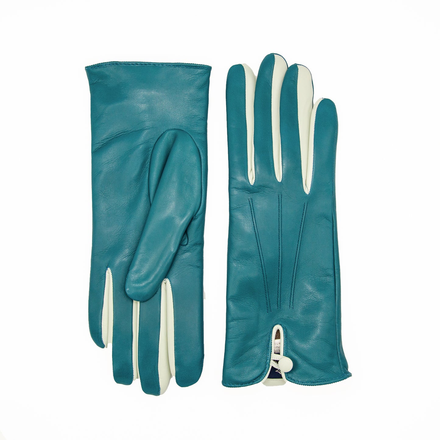 Guanto da donna in pelle nappa colore tortora con bottone e foderati cashmere
