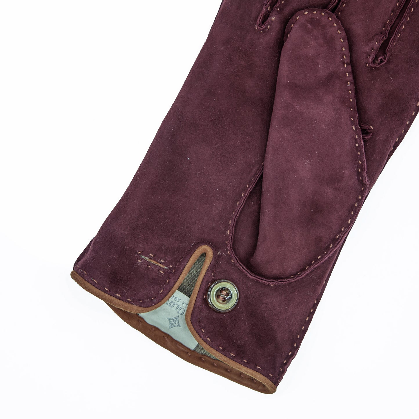 Men's bordeaux suede leather gloves cashmere lined