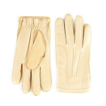Men's cream deerskin leather gloves and cashmere lining