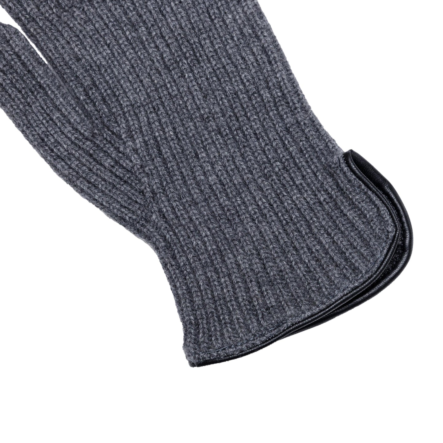 Men's natural gray cashmere gloves with side opening and chrome-free leather piping