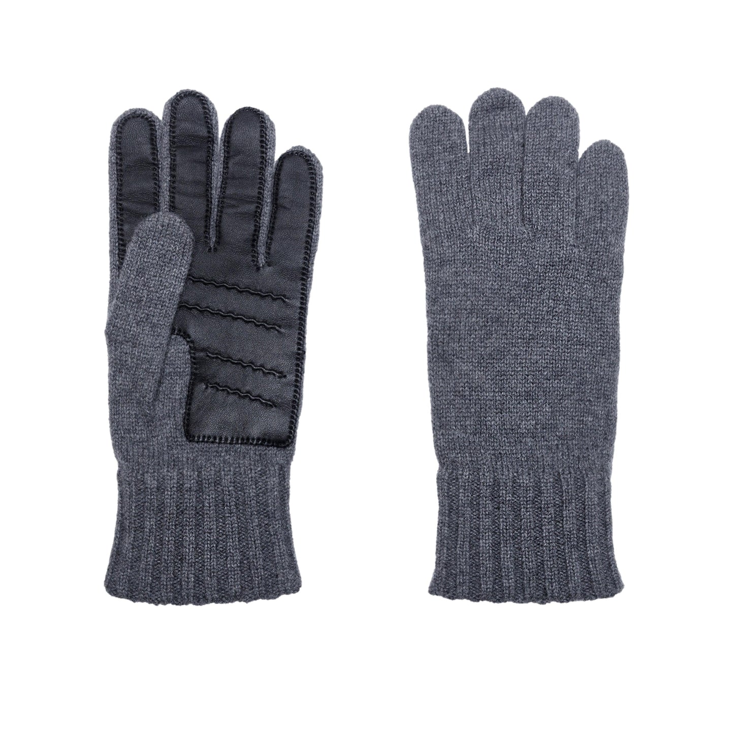 Men's natural pink cashmere gloves with side opening and chrome-free leather piping