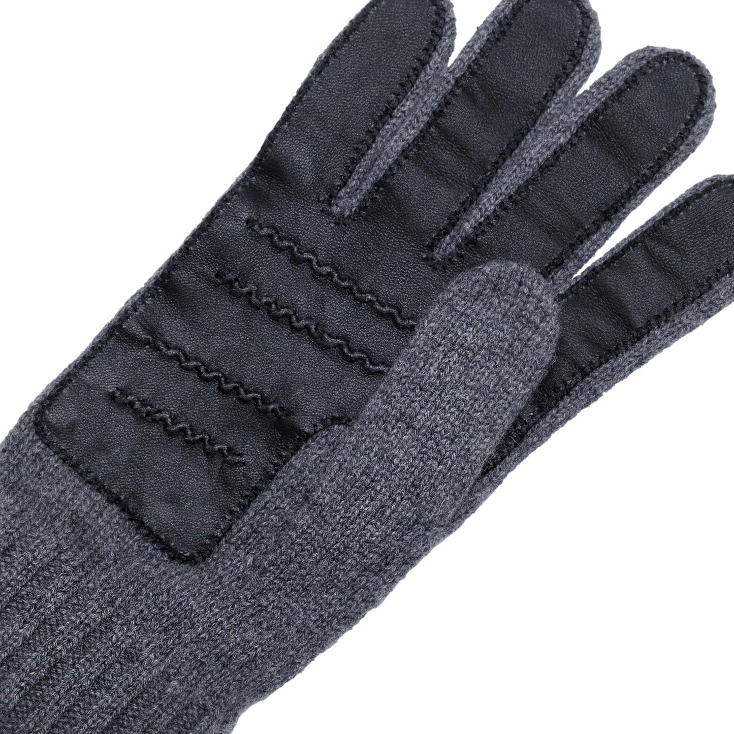 Men's natural pink cashmere gloves with side opening and chrome-free leather piping
