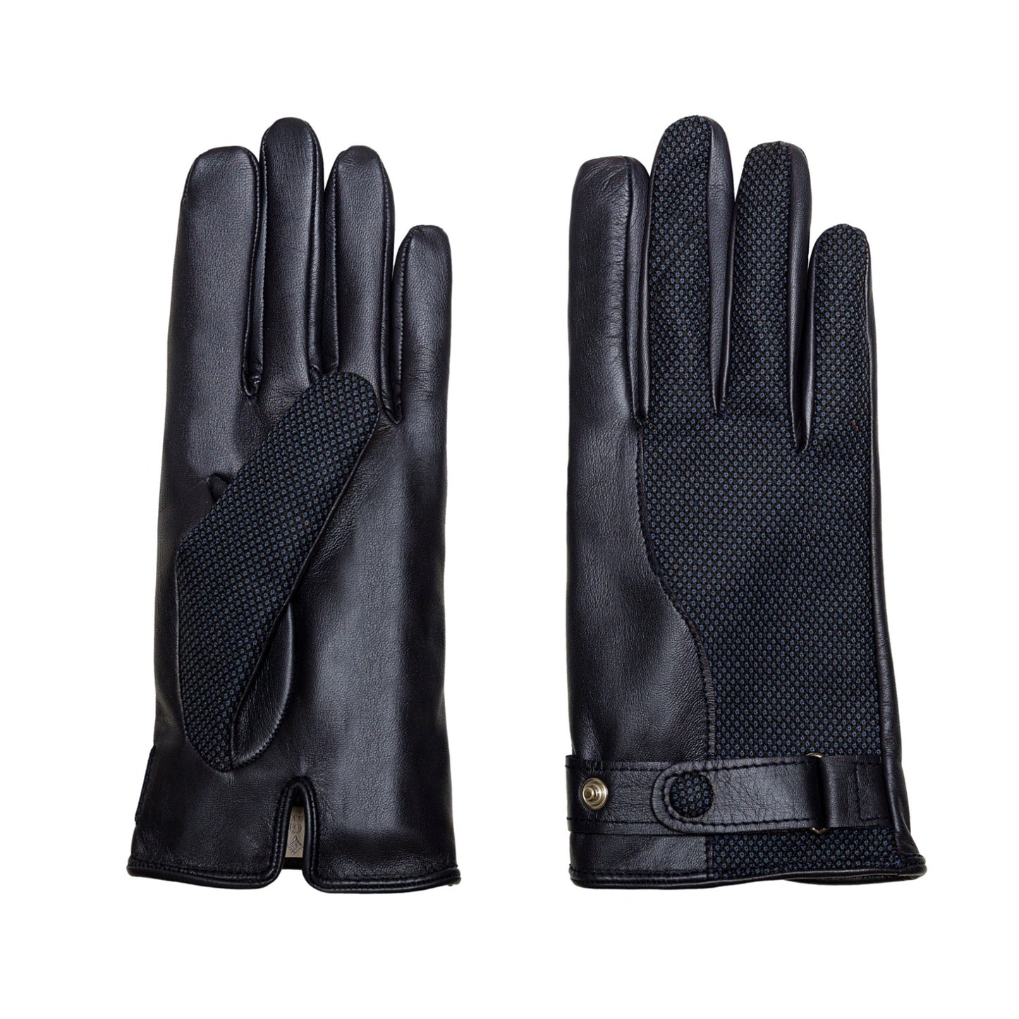 Men's nappa leather and Holland&Sherry wool gloves with strap and cashmere lined