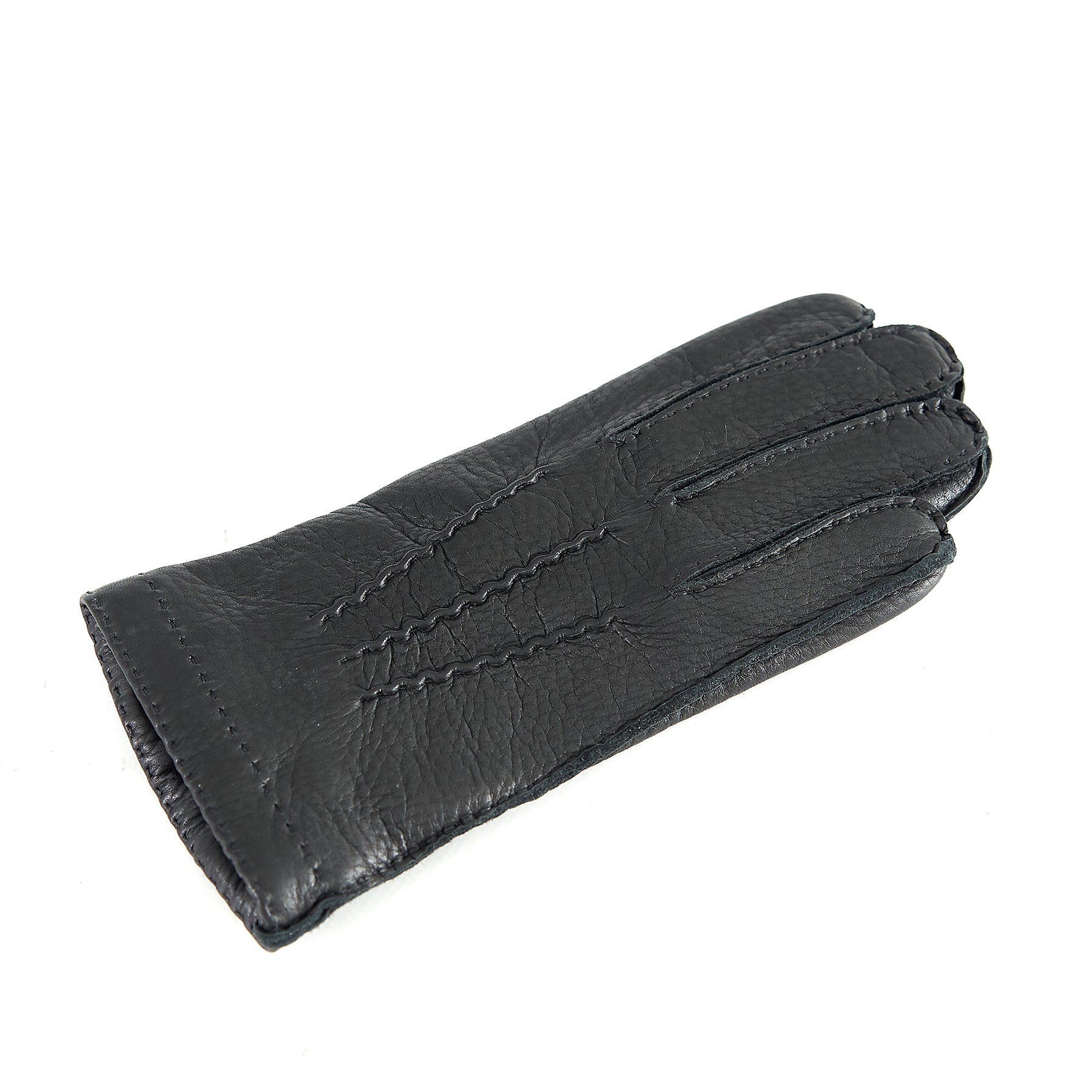 Men's black deerskin leather gloves and cashmere lining