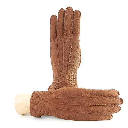 Men's havana lamb nubuck leather gloves and cashmere lining