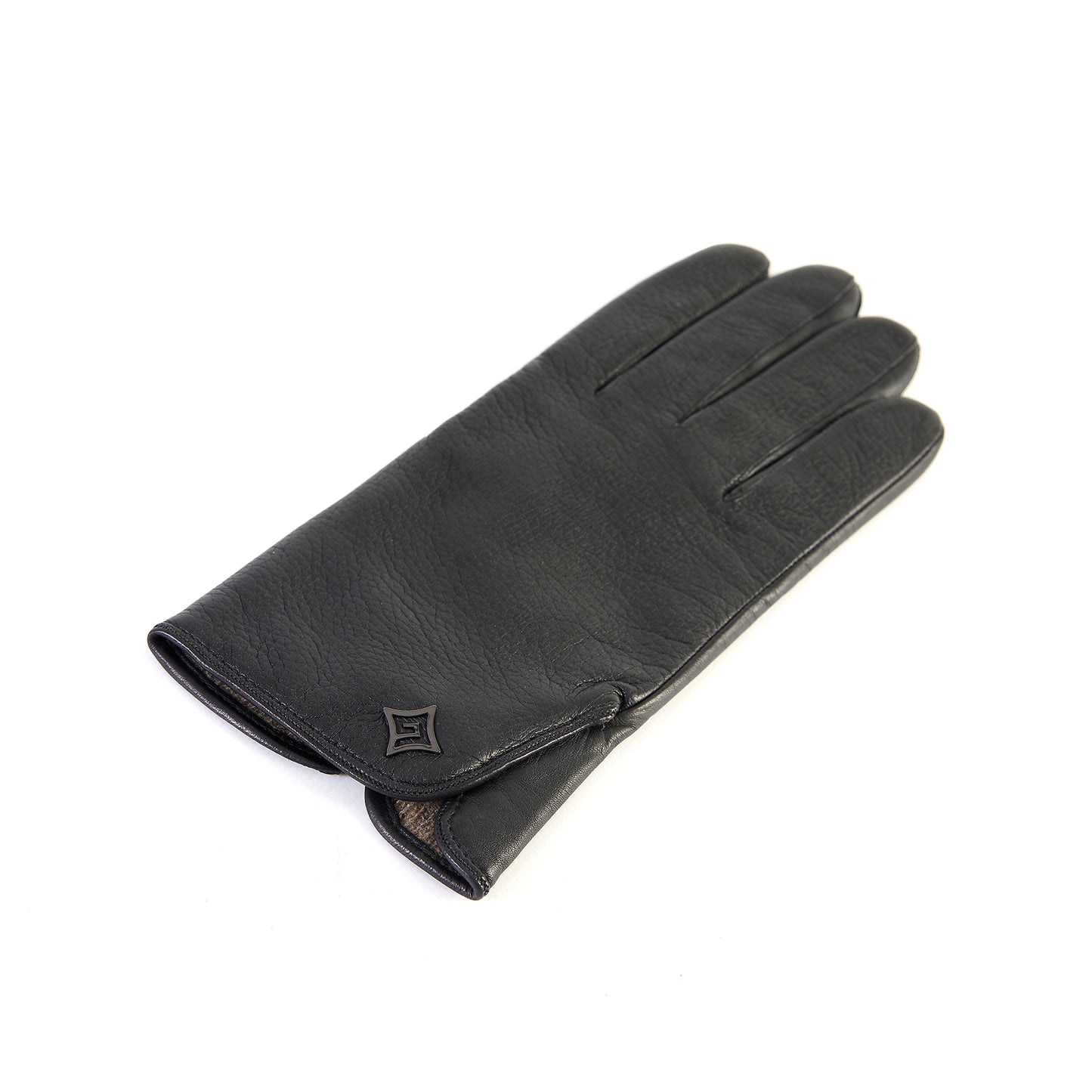 Men's deerskin leather gloves with touchscreen leather palm , cashmere lining