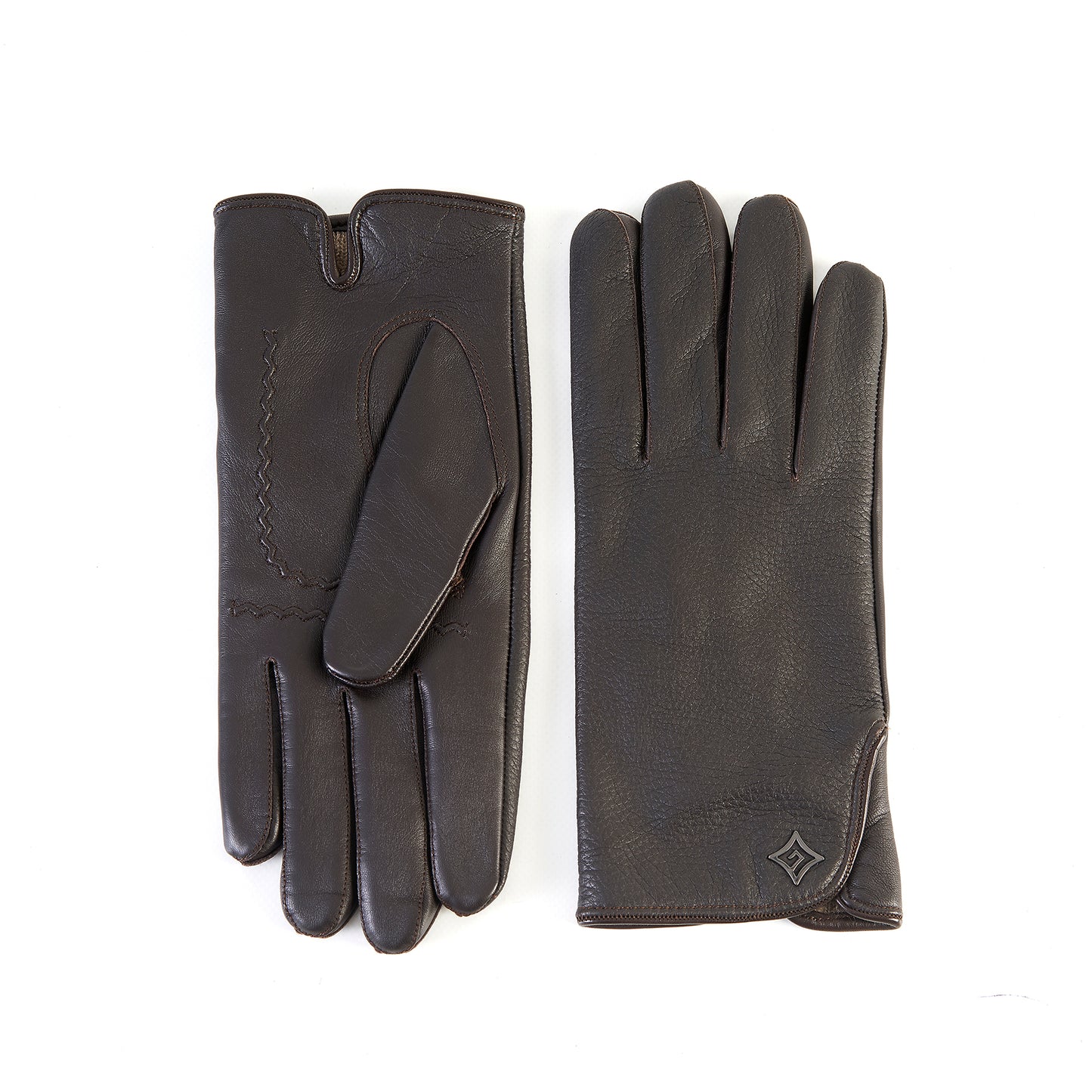 Men's deerskin leather gloves with touchscreen leather palm , cashmere lining