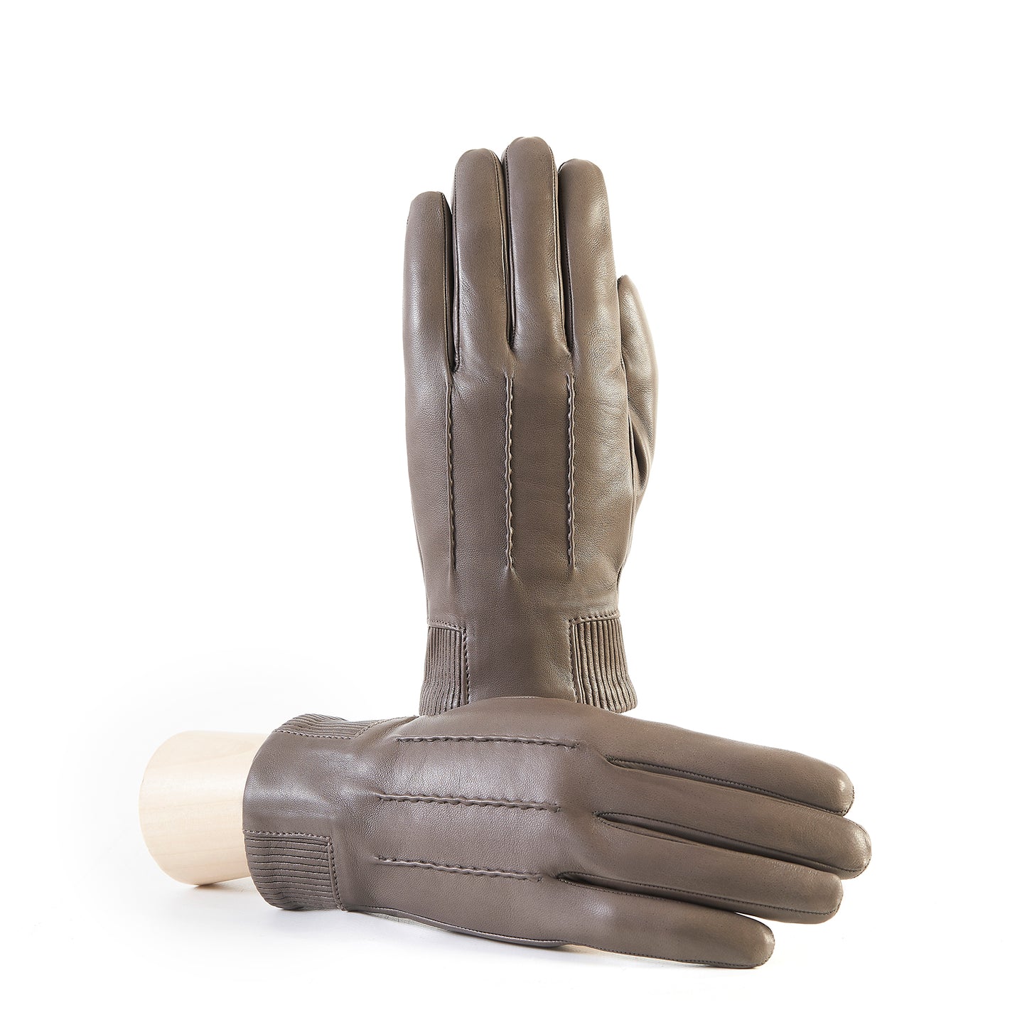 Mens' nappa leather gloves with elastic panel detail, cashmere lined