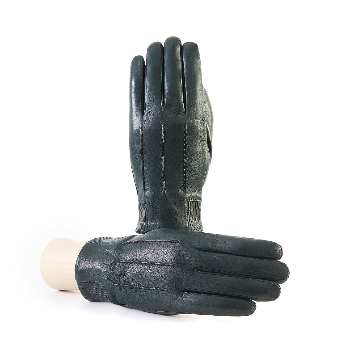 Mens' nappa leather gloves with elastic panel detail, cashmere lined