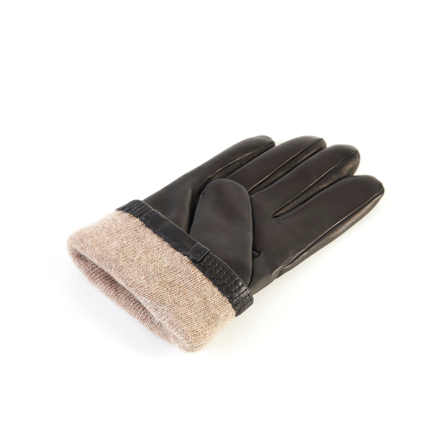 Mens' nappa leather gloves with elastic panel detail, cashmere lined