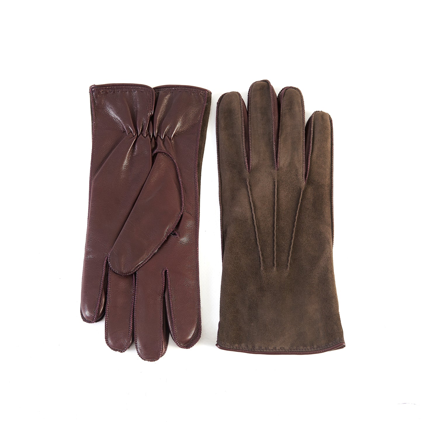 Guanti da uomo in nappa scamosciata con fodera in misto cashmere