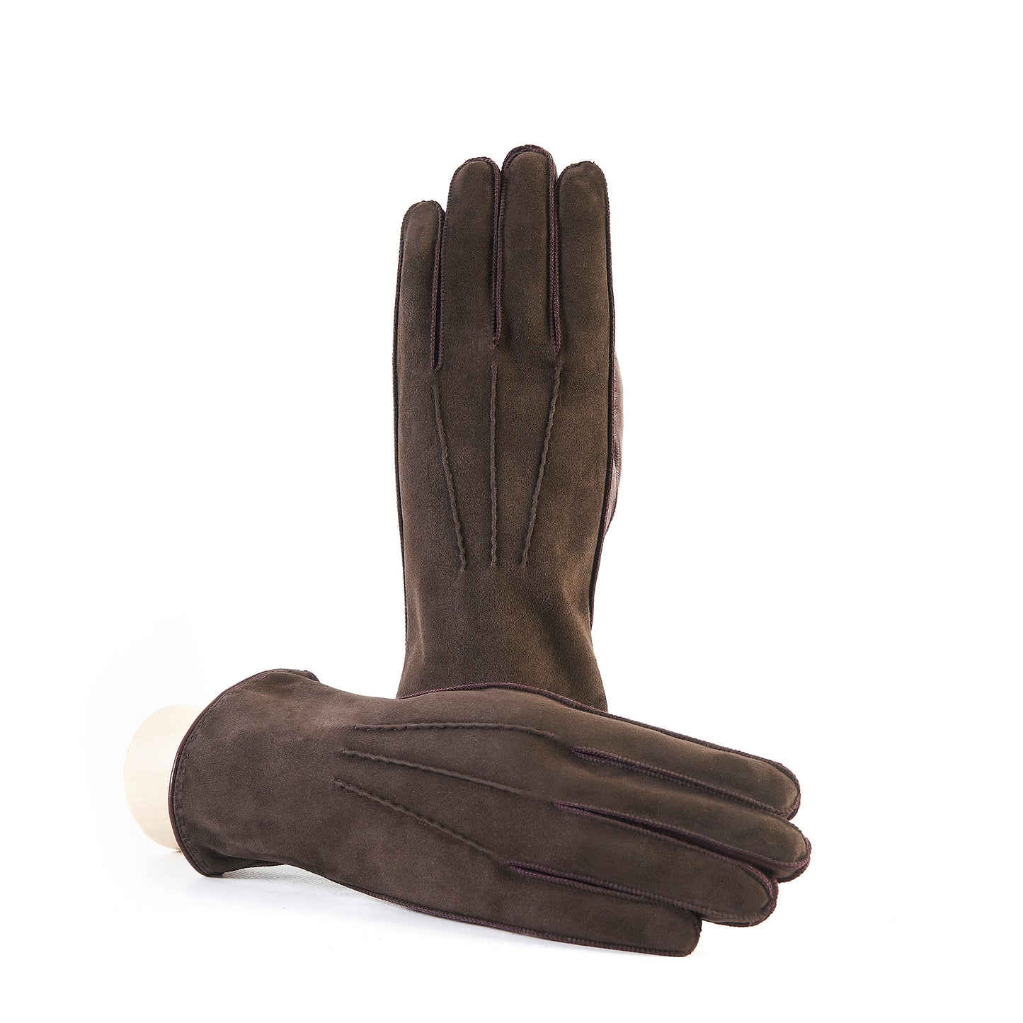 Guanti da uomo in nappa scamosciata con fodera in misto cashmere