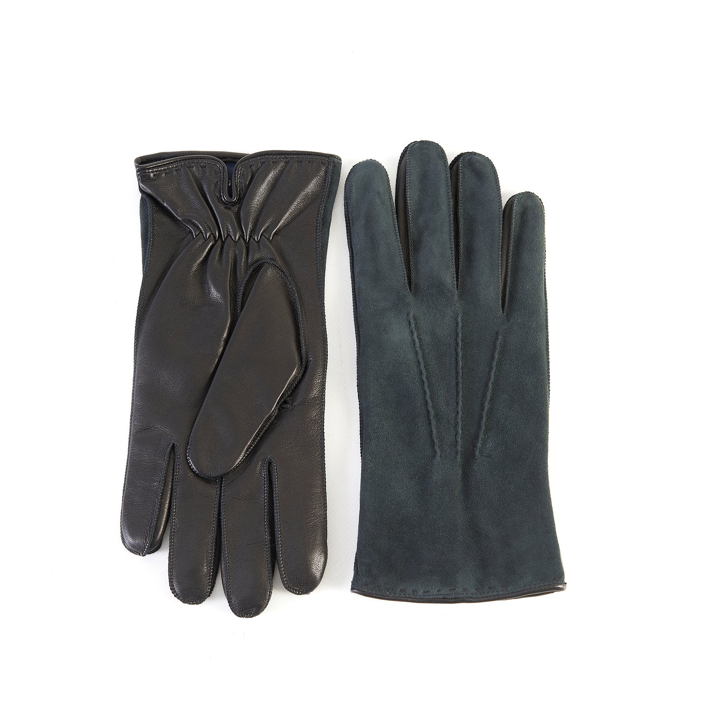 Guanti da uomo in nappa scamosciata con fodera in misto cashmere