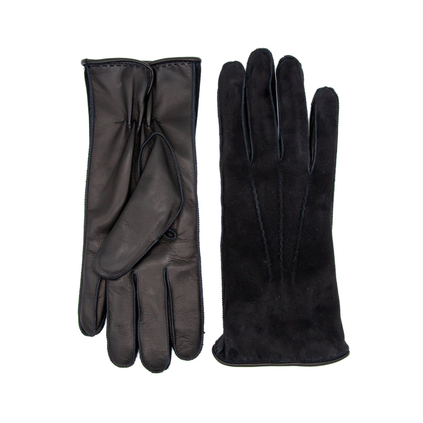 Guanti da uomo in nappa scamosciata con fodera in misto cashmere