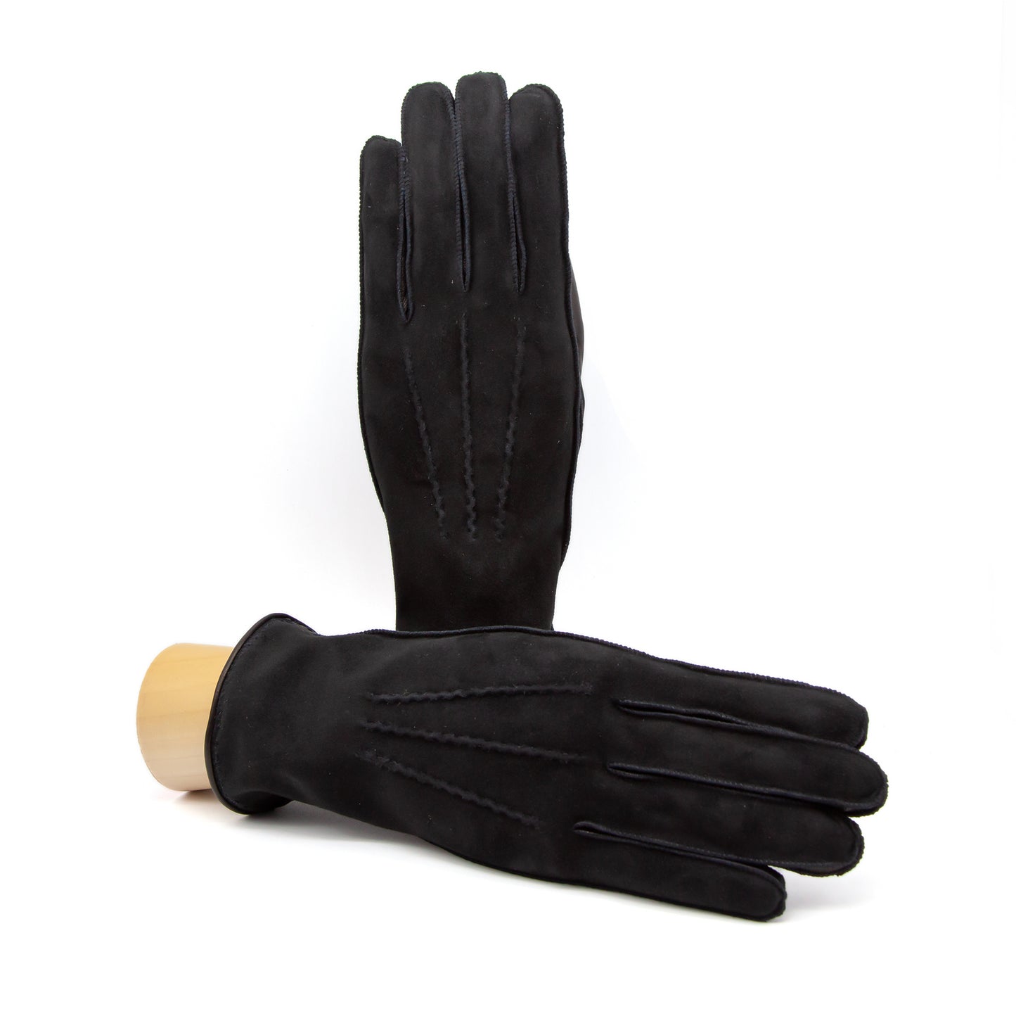 Guanti da uomo in nappa scamosciata con fodera in misto cashmere