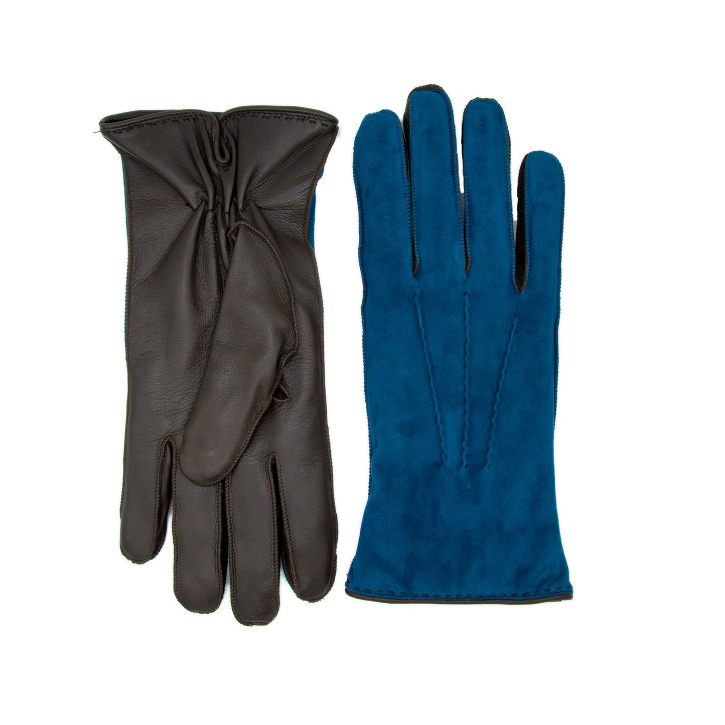Guanti da uomo in nappa scamosciata con fodera in misto cashmere