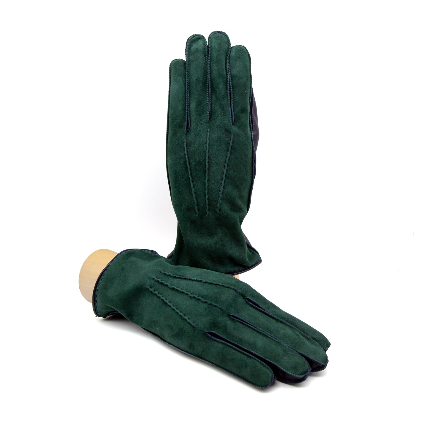 Guanti da uomo in nappa scamosciata con fodera in misto cashmere
