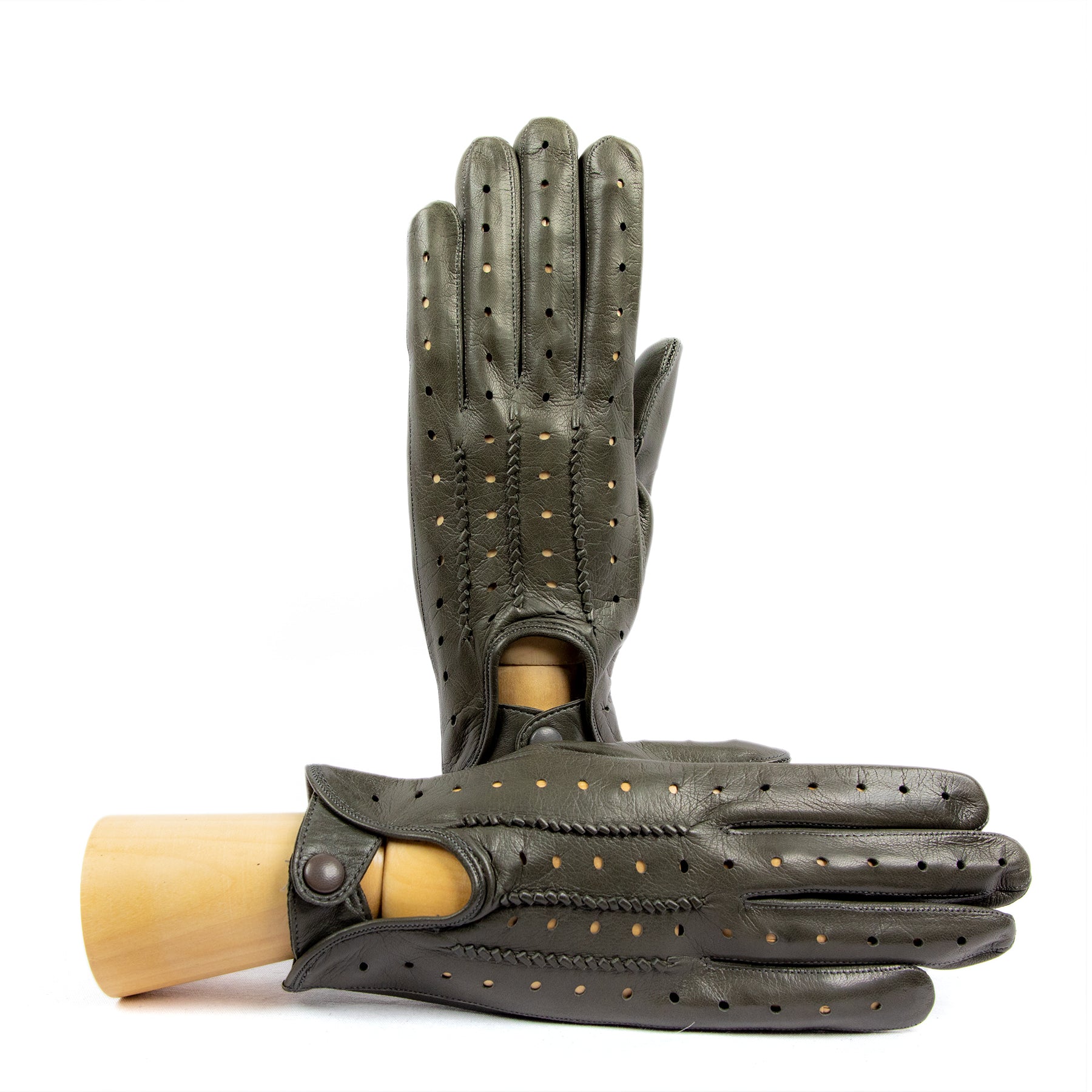 Guanti da uomo da guida in nappa colore fango con chiusura con bottone –  Gala Gloves