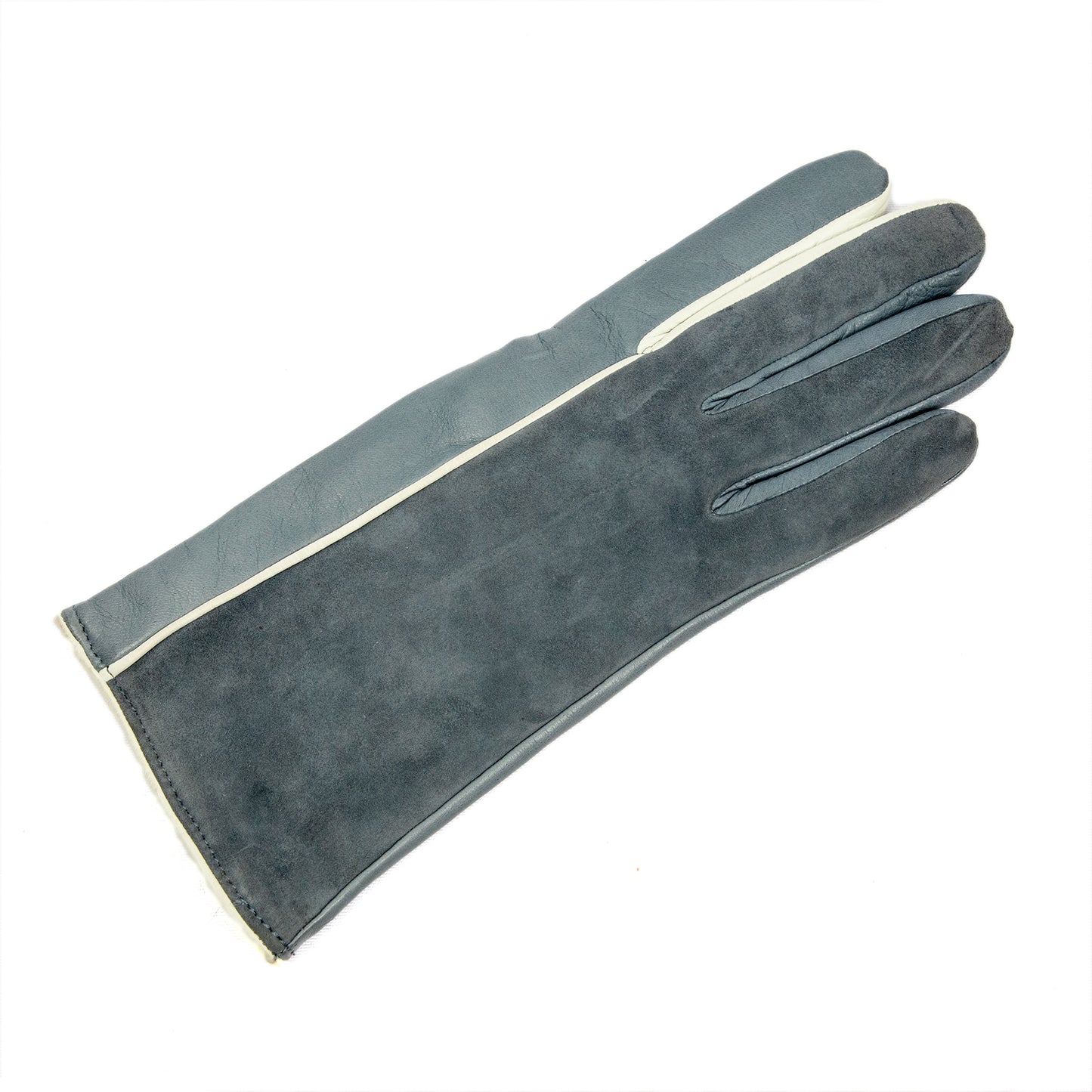 Women's grey nappa and suede leather gloves and cashmere lining
