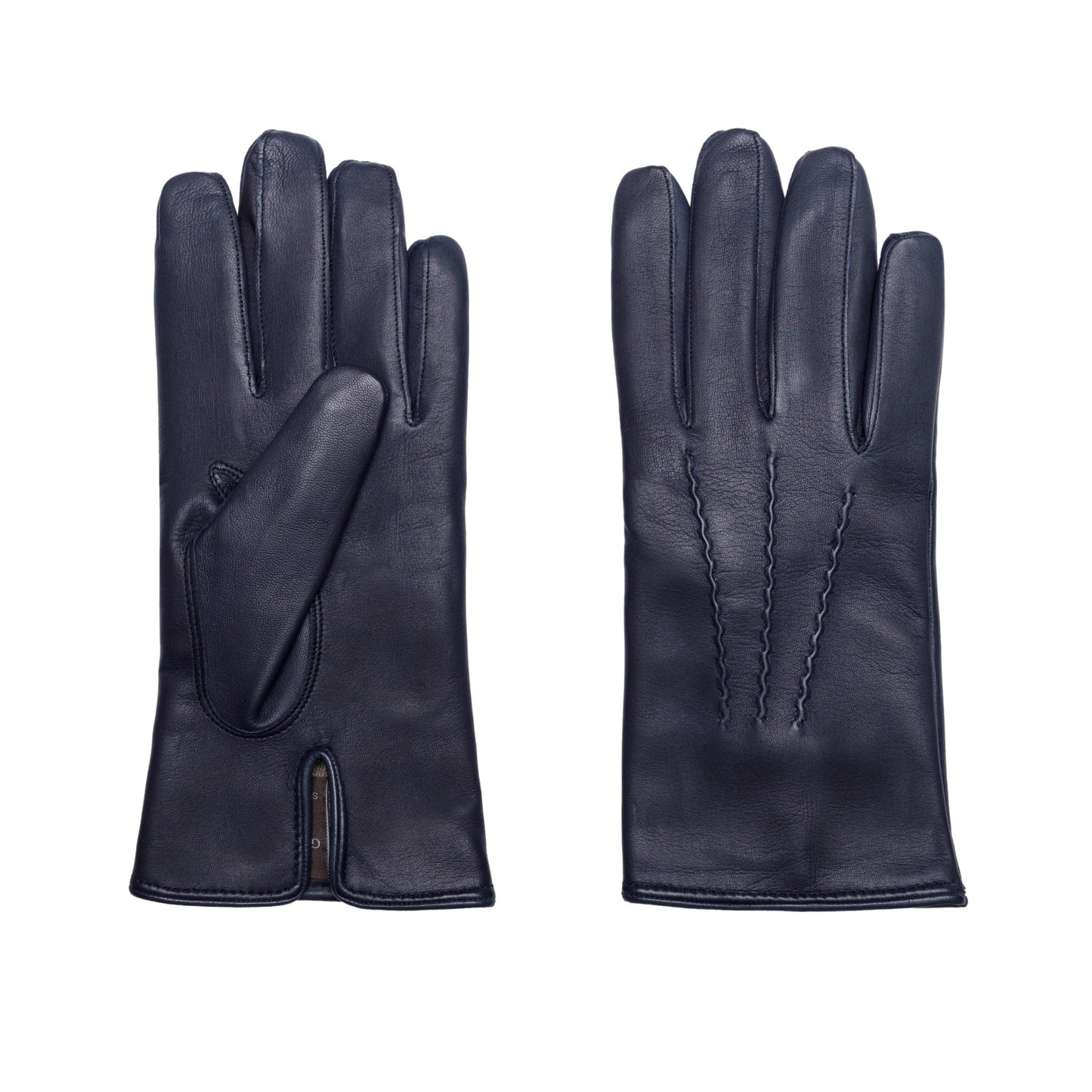 Men's blue metal free nappa leather gloves with natural cashmere lining