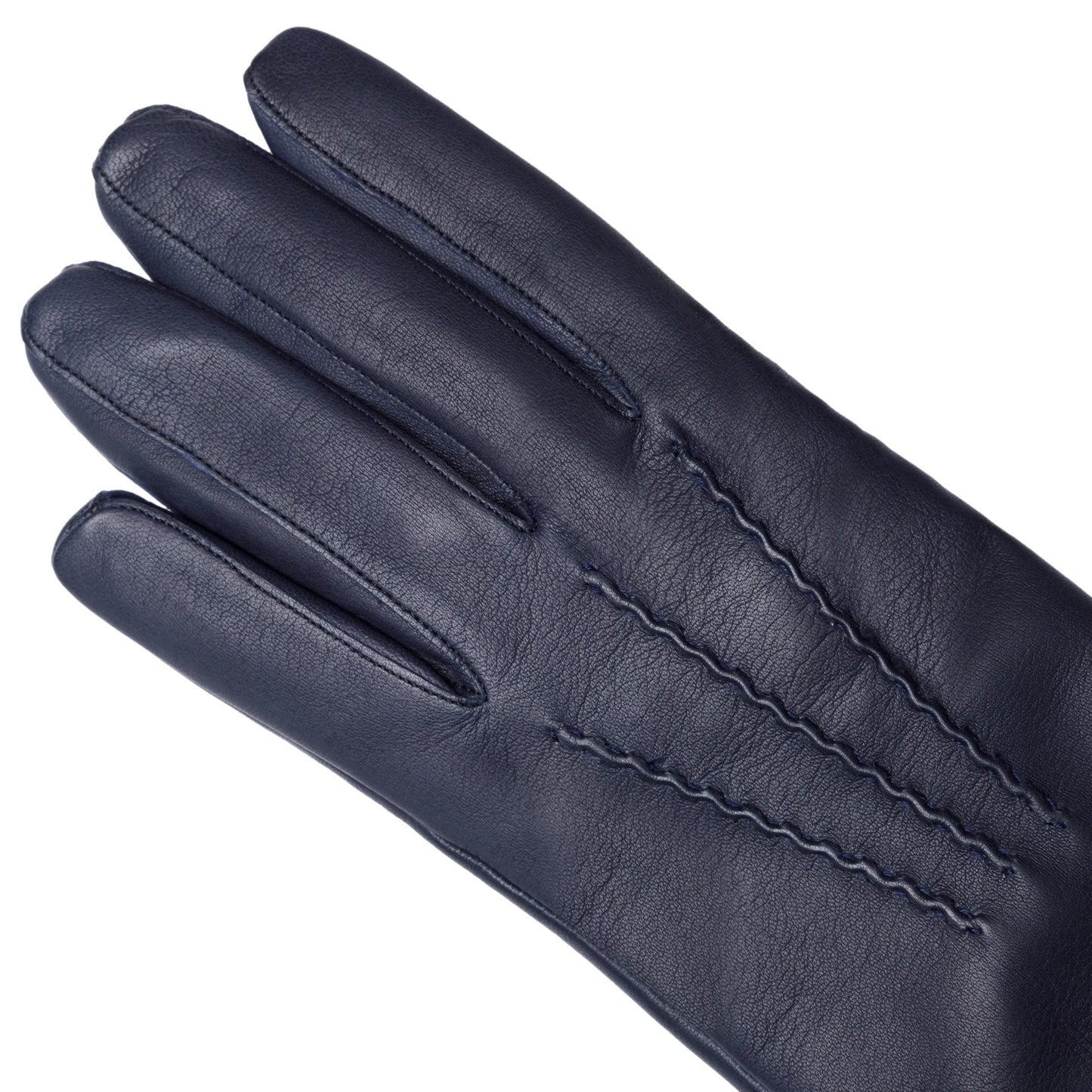 Men's blue metal free nappa leather gloves with natural cashmere lining