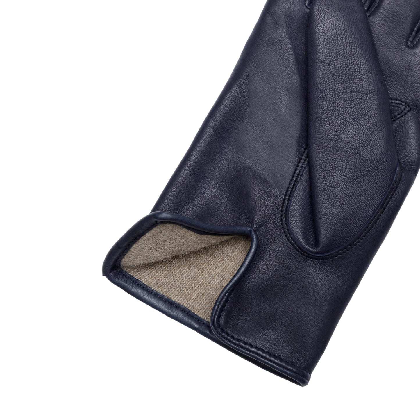 Men's blue metal free nappa leather gloves with natural cashmere lining